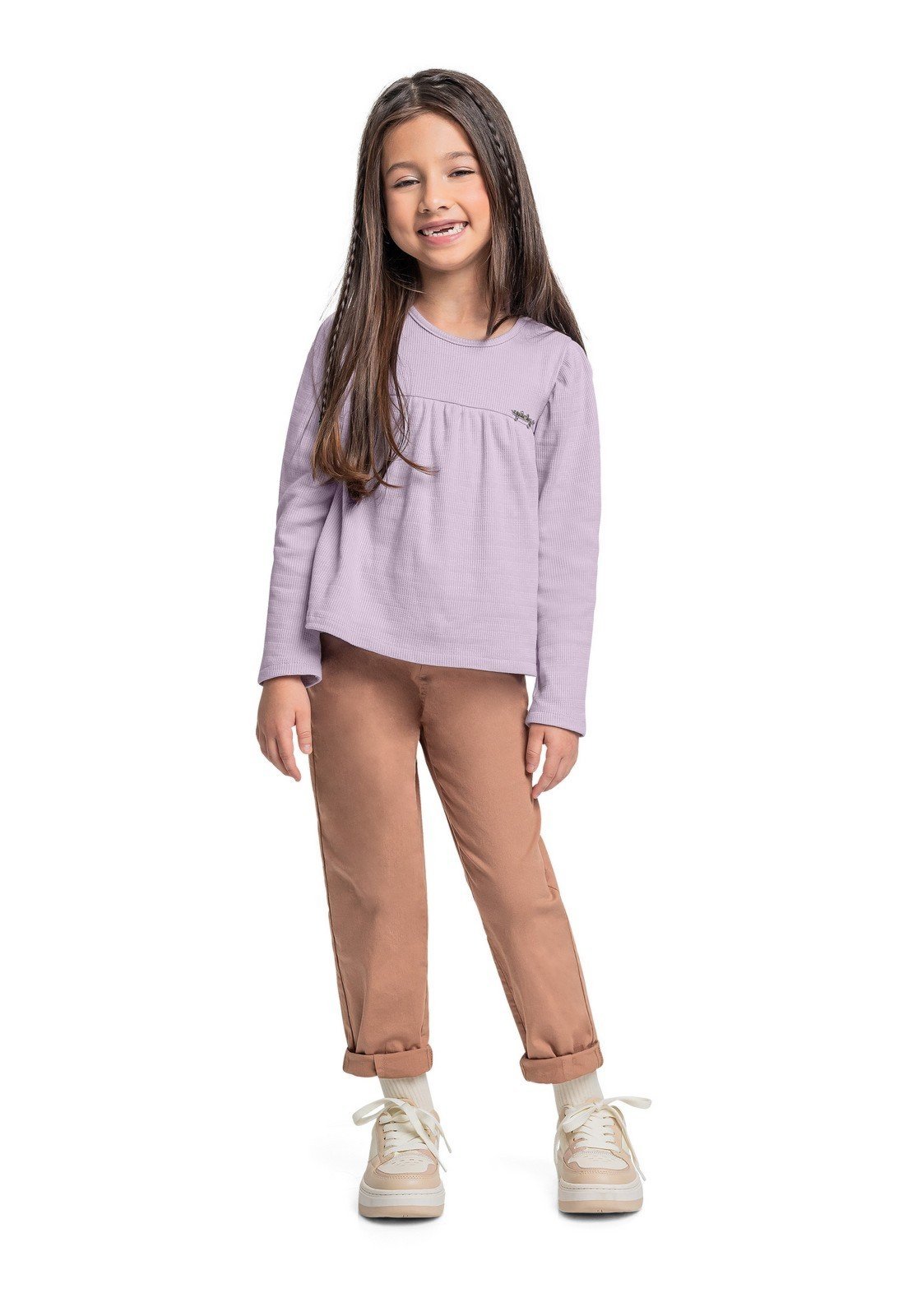 Infantil - Blusa Manga Longa para Menina Quimby Roxo