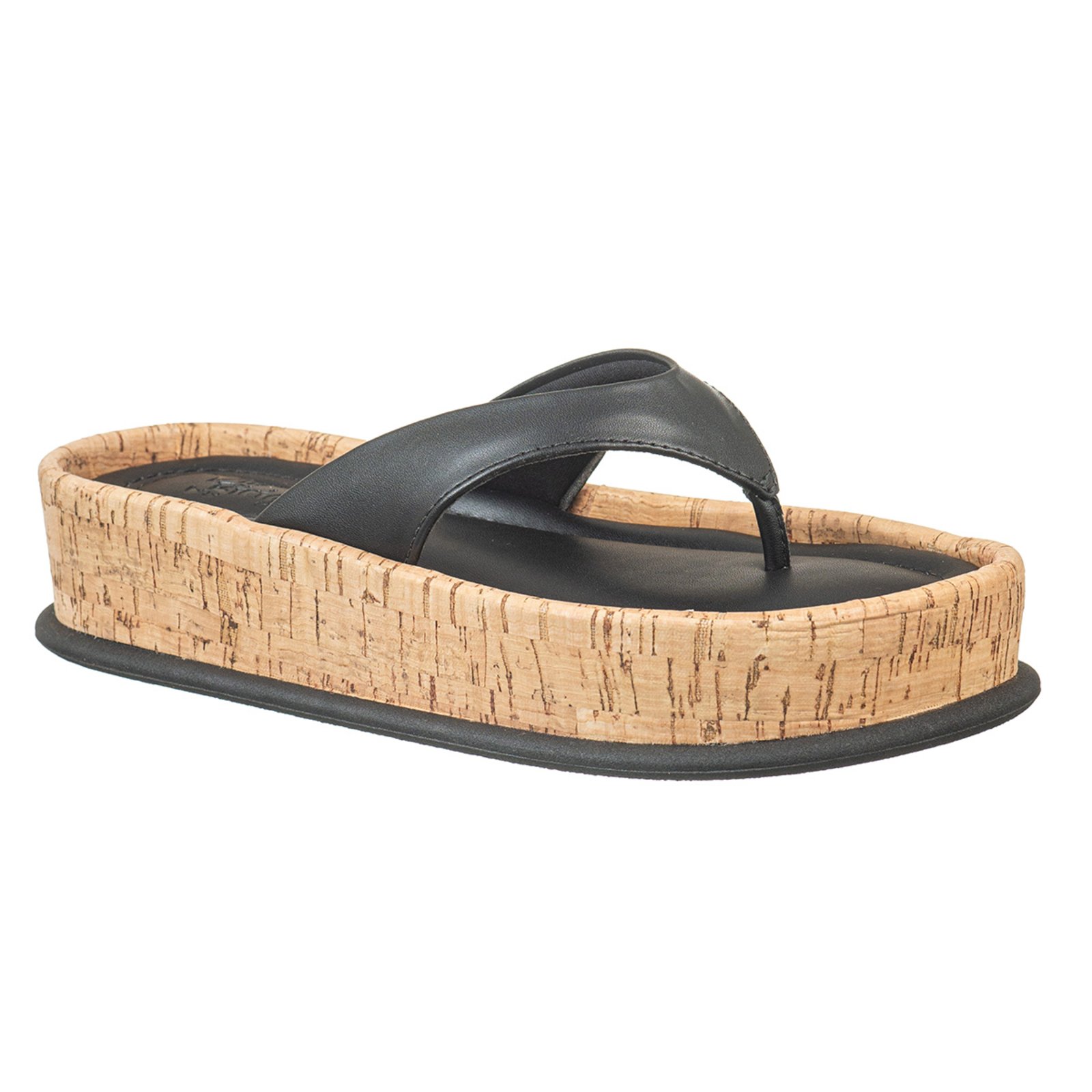 Sandália Feminina Papete Flatform Conforto/Tira Tamanco-Via Birigui PRETO