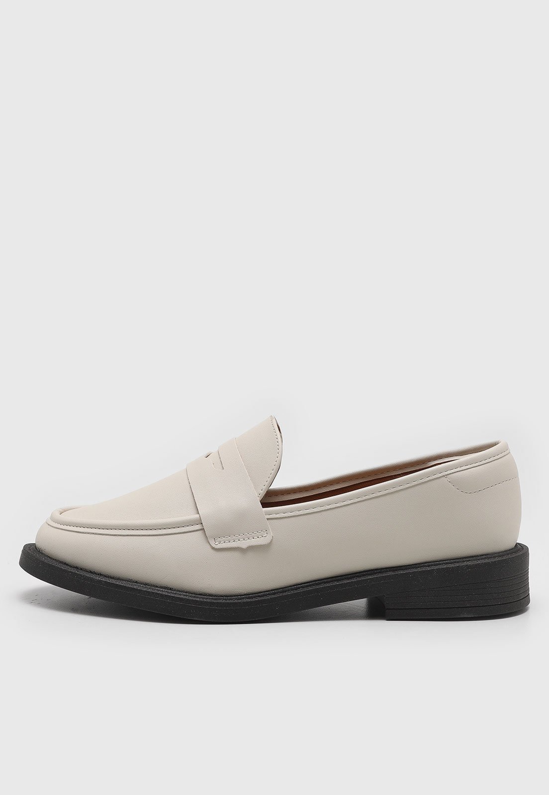Mocassim Vizzano Salto Baixo Quadrado Bege