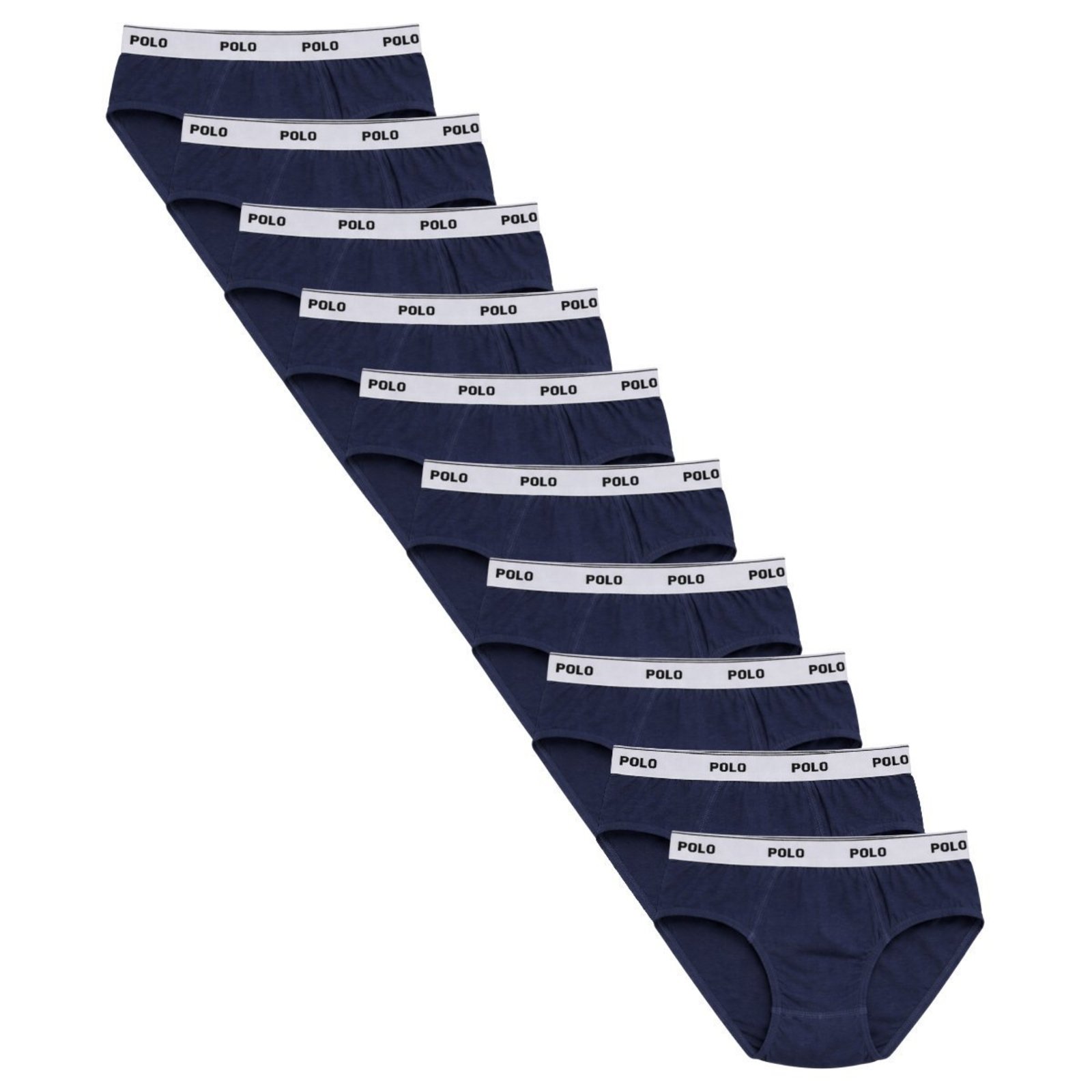 Kit 10 Cuecas Slip Polo Star Algodão Azul Marinho