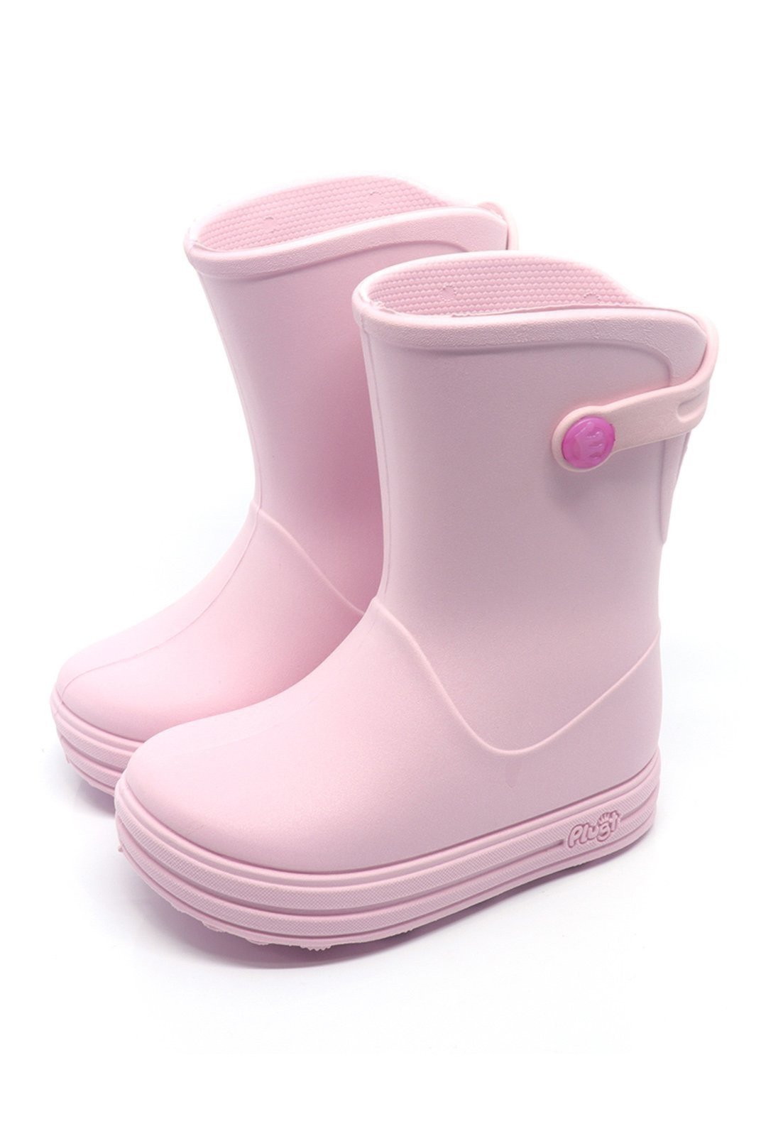 Infantil – Galocha Bota Plugt Menina Básico Liso Rosa Claro