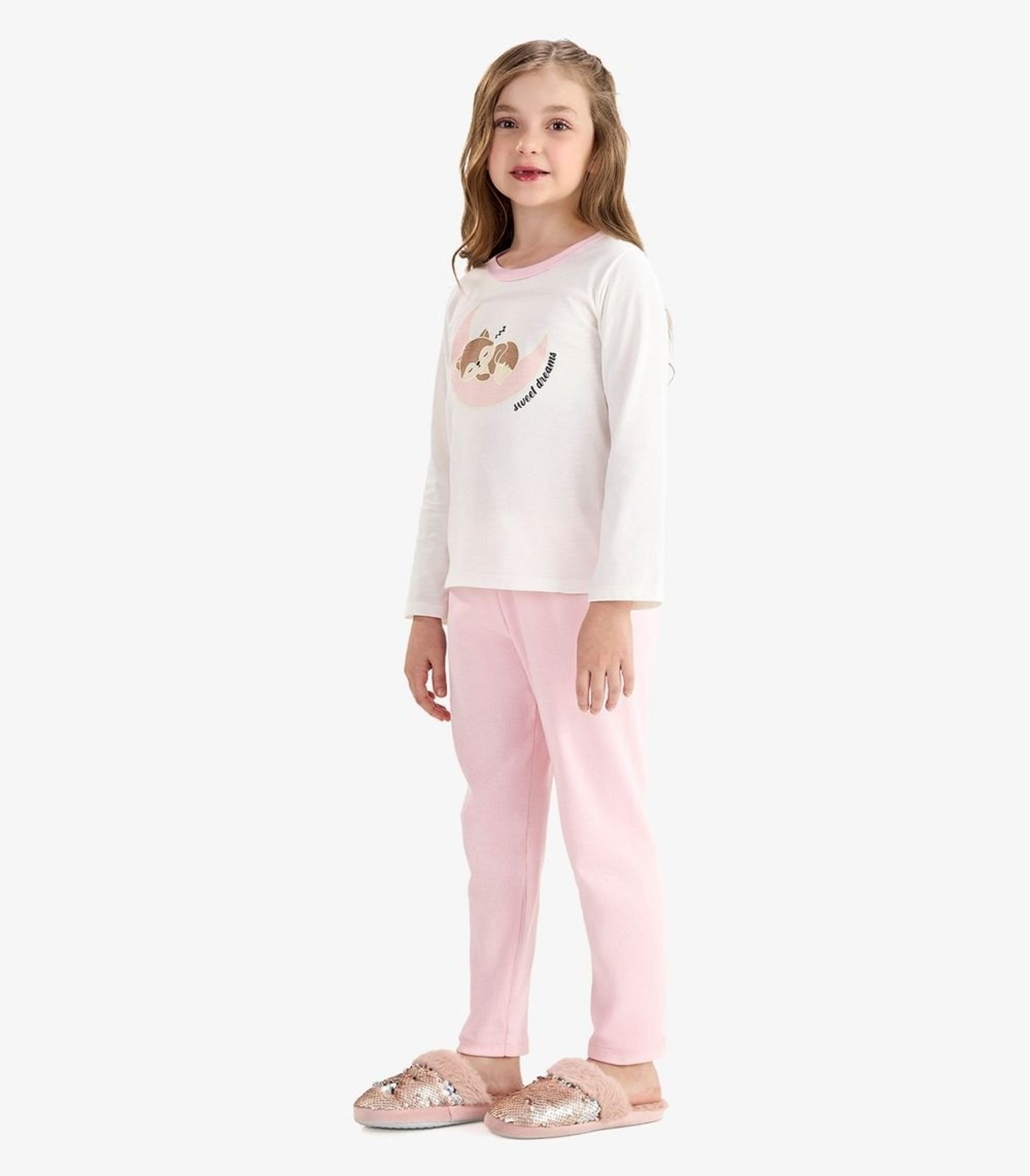 Pijama Meia Malha Ribana 2x1 Rovi Bege