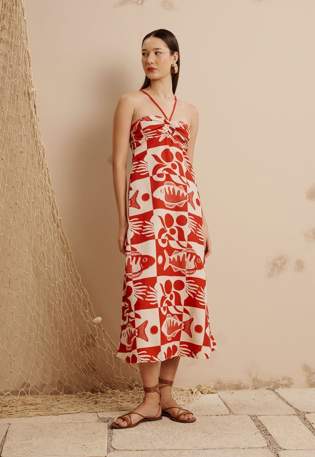 Vestido Midi Estampado Tucunaré
