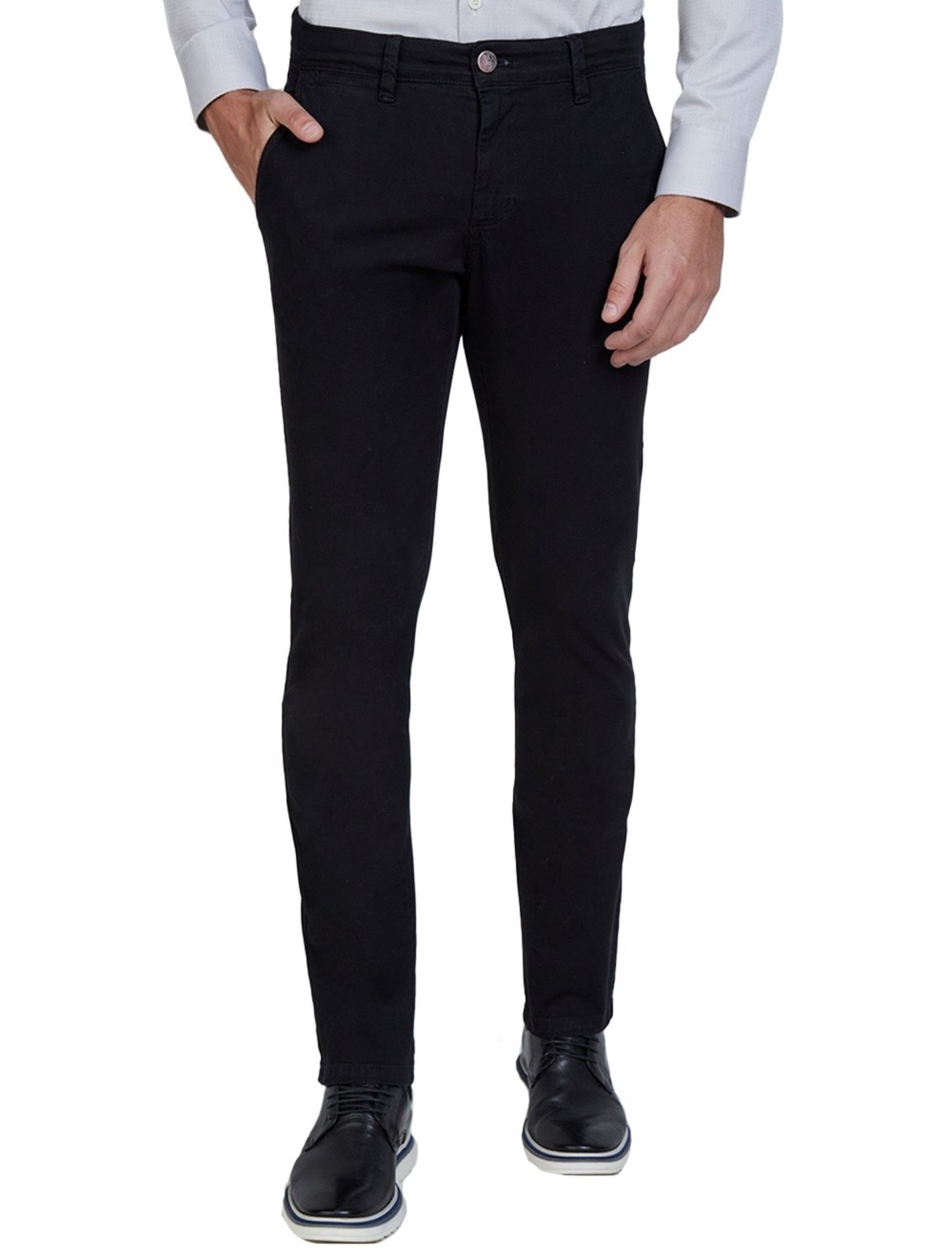 Calça Dudalina Masculina Sarja Slim Faca Color Preta