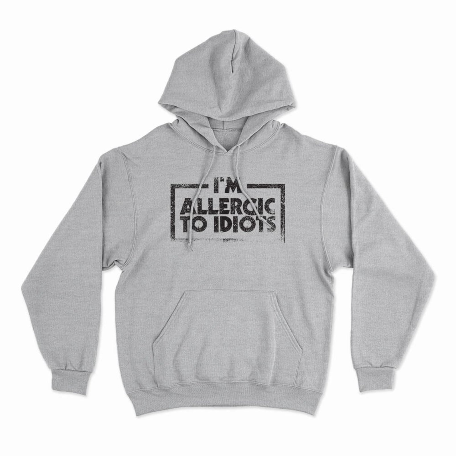 Moletom Com Capuz Allergic To Idiots - Mescla Cinza - Casual - Studio Geek