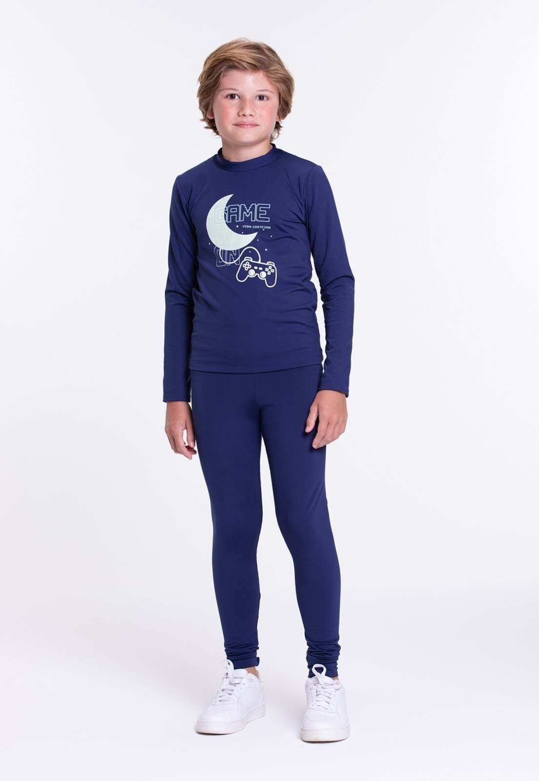 Vista 2 Infantil - Conjunto Térmico Brilha no Escuro Masculino Marinho VIDA COSTEIRA azul marinho VIDA COSTEIRA azul marinho