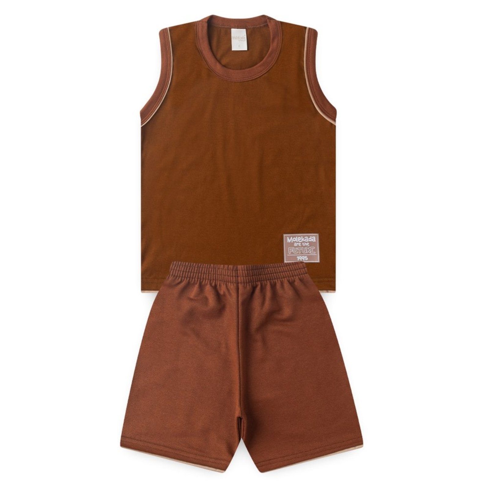 Vista 3 Infantil - Conjunto Verão Menino Regata e Bermuda com Bainha Sobreposta Molekada marrom Molekada marrom