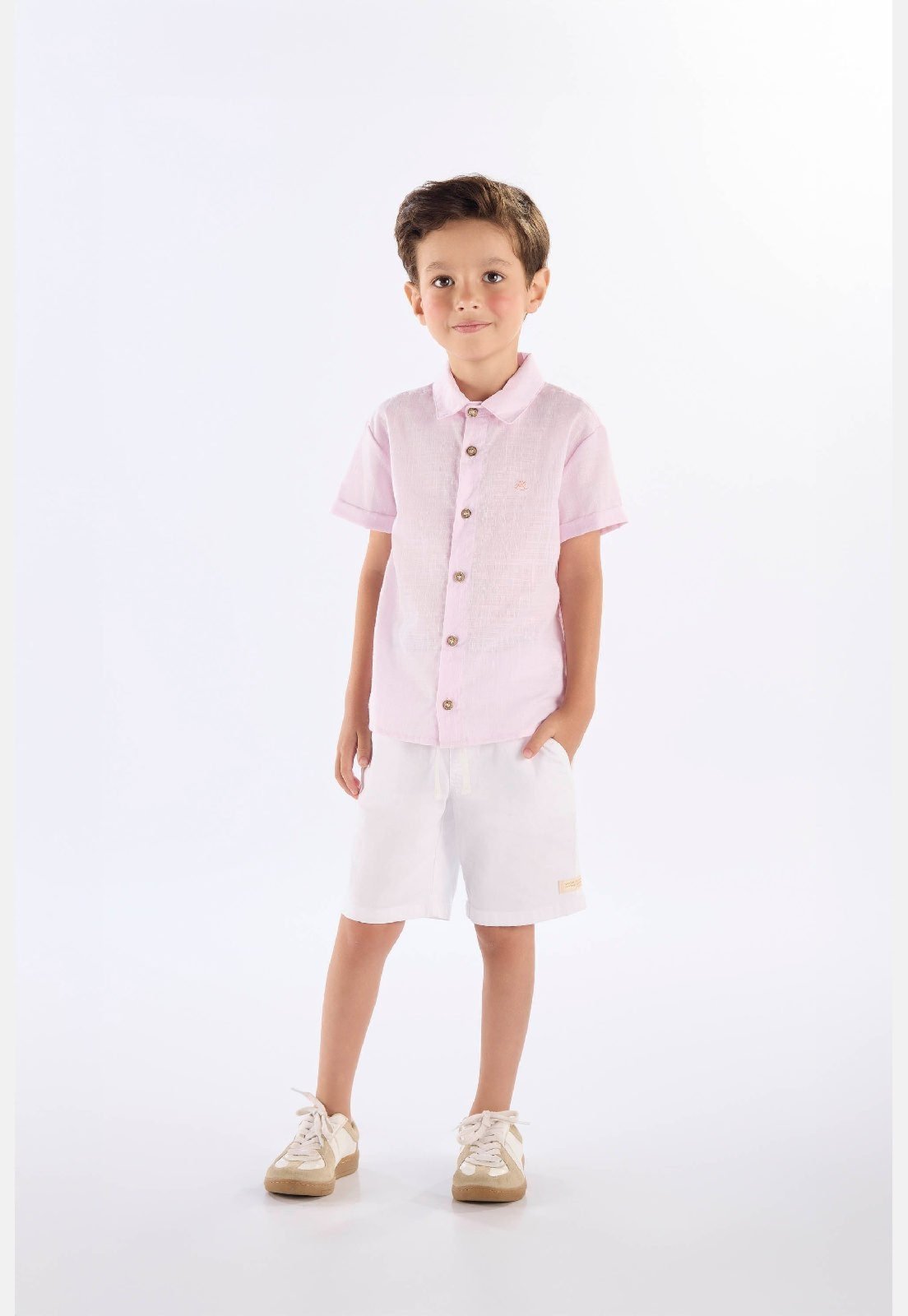 Infantil - Camisa em Algodão Voil para Menino Up Baby Rosa