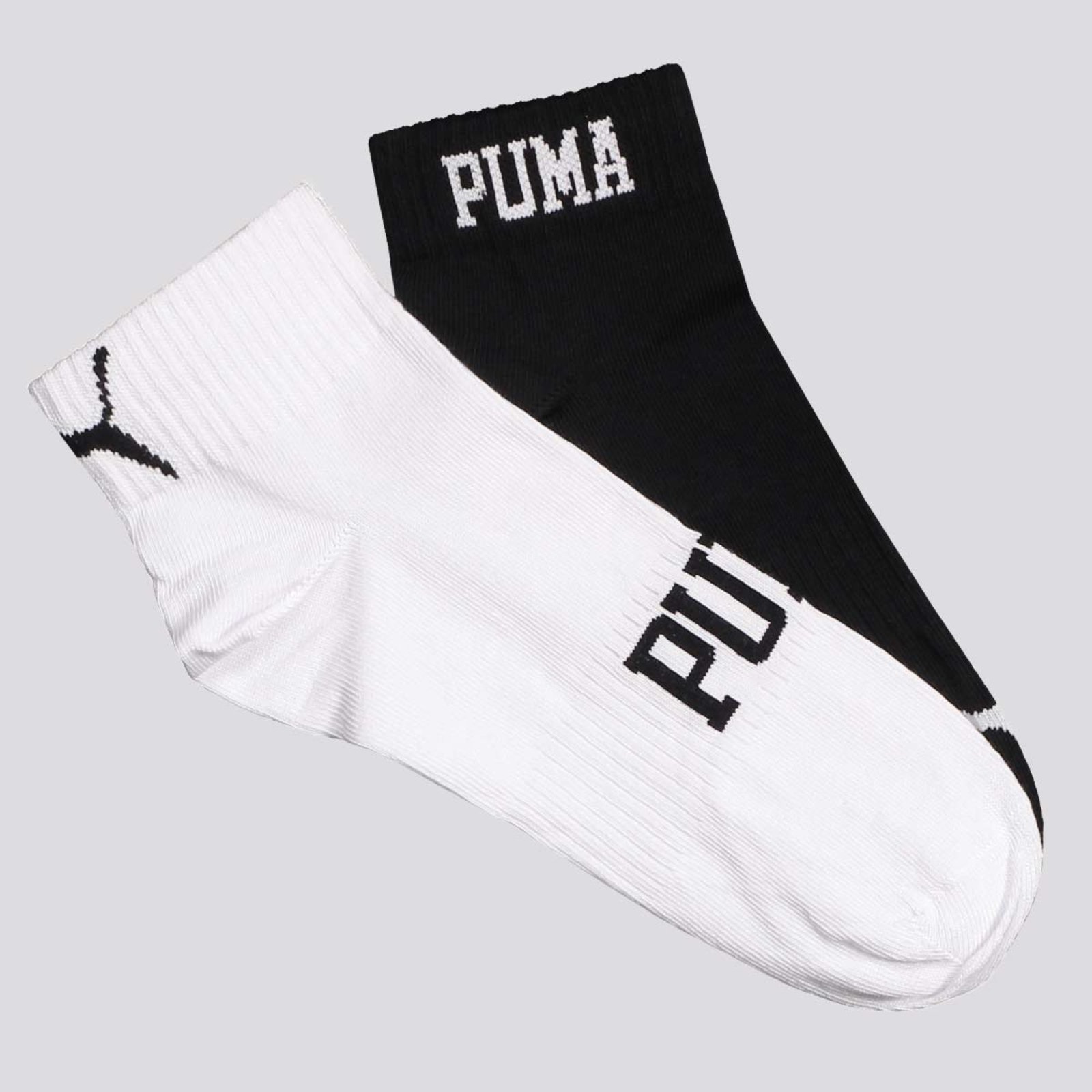 Kit Meia Puma Cano Baixo 2 Pares Preta e Branca