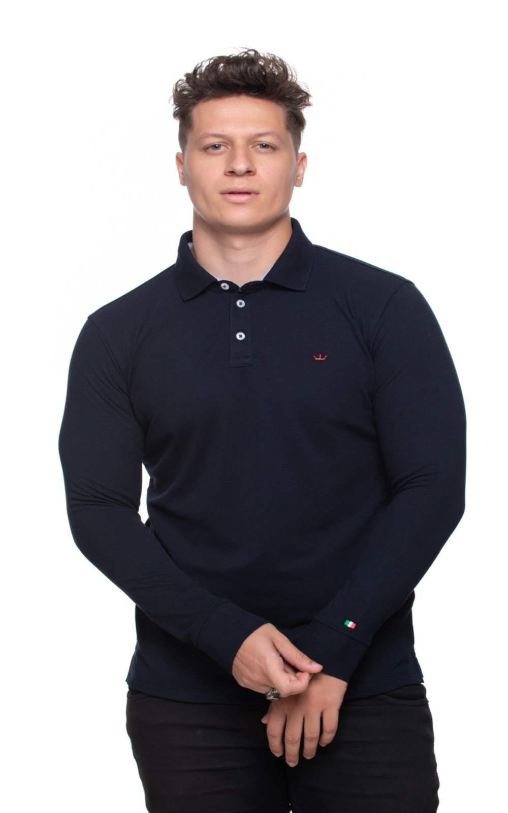 Camisa Polo Italia Aburguesia Slim Fit Azul Marinho