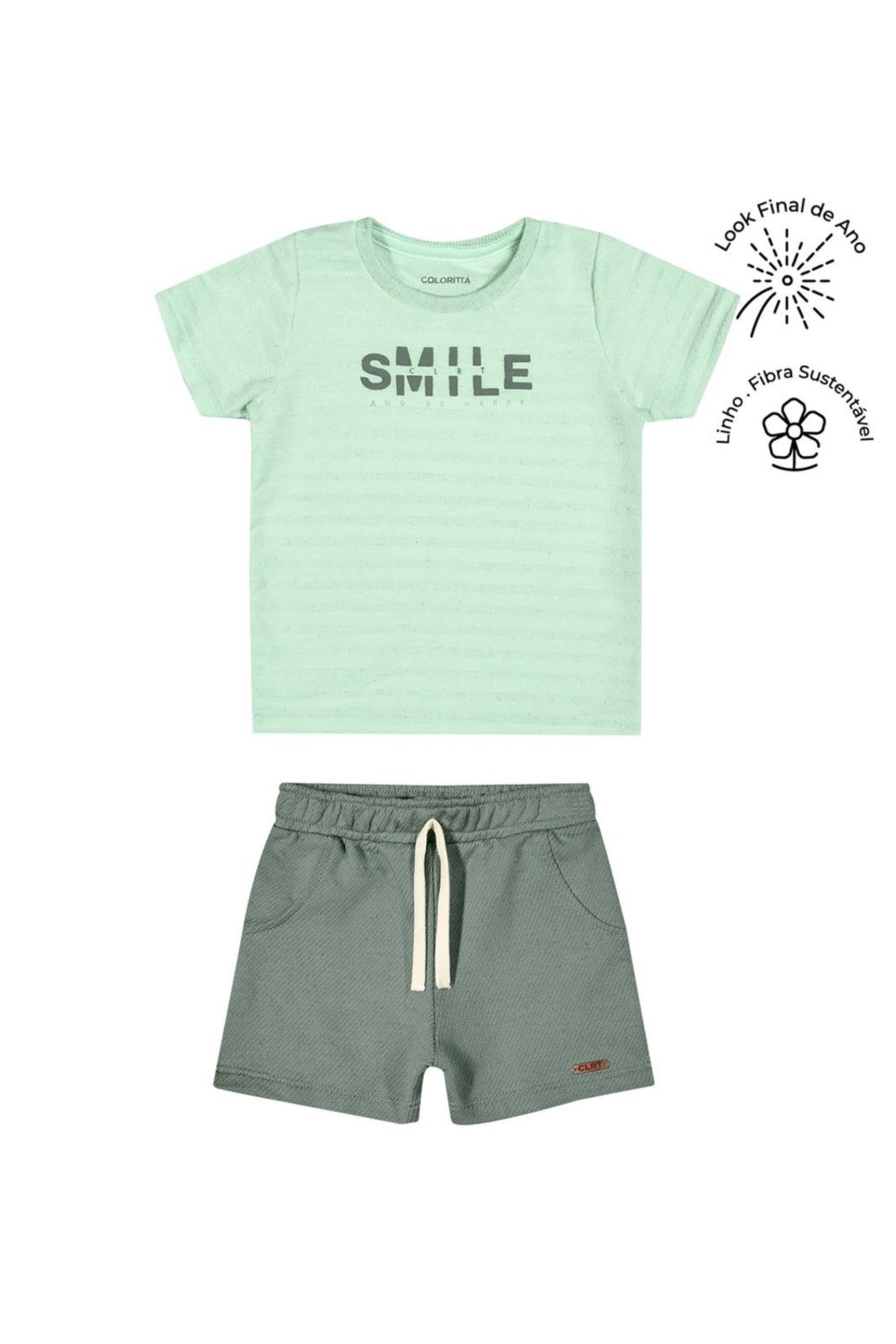 Vista 2 Infantil - Conjunto Menino Listras Smile Colorittá bege Colorittá bege