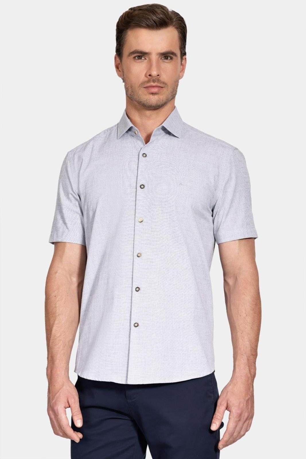 Camisa Aramis Manga Curta Slim Algodão Flame Soft Marinho