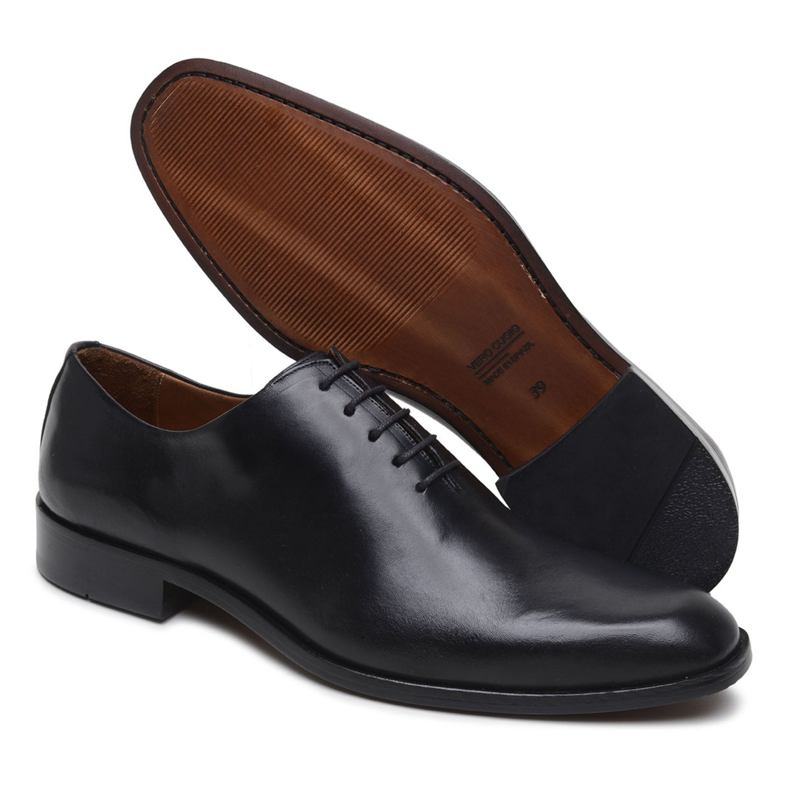 Sapato Masculino Anna Andrade Social Sola De Couro Mocassim Derby Clássico Elegante Preto
