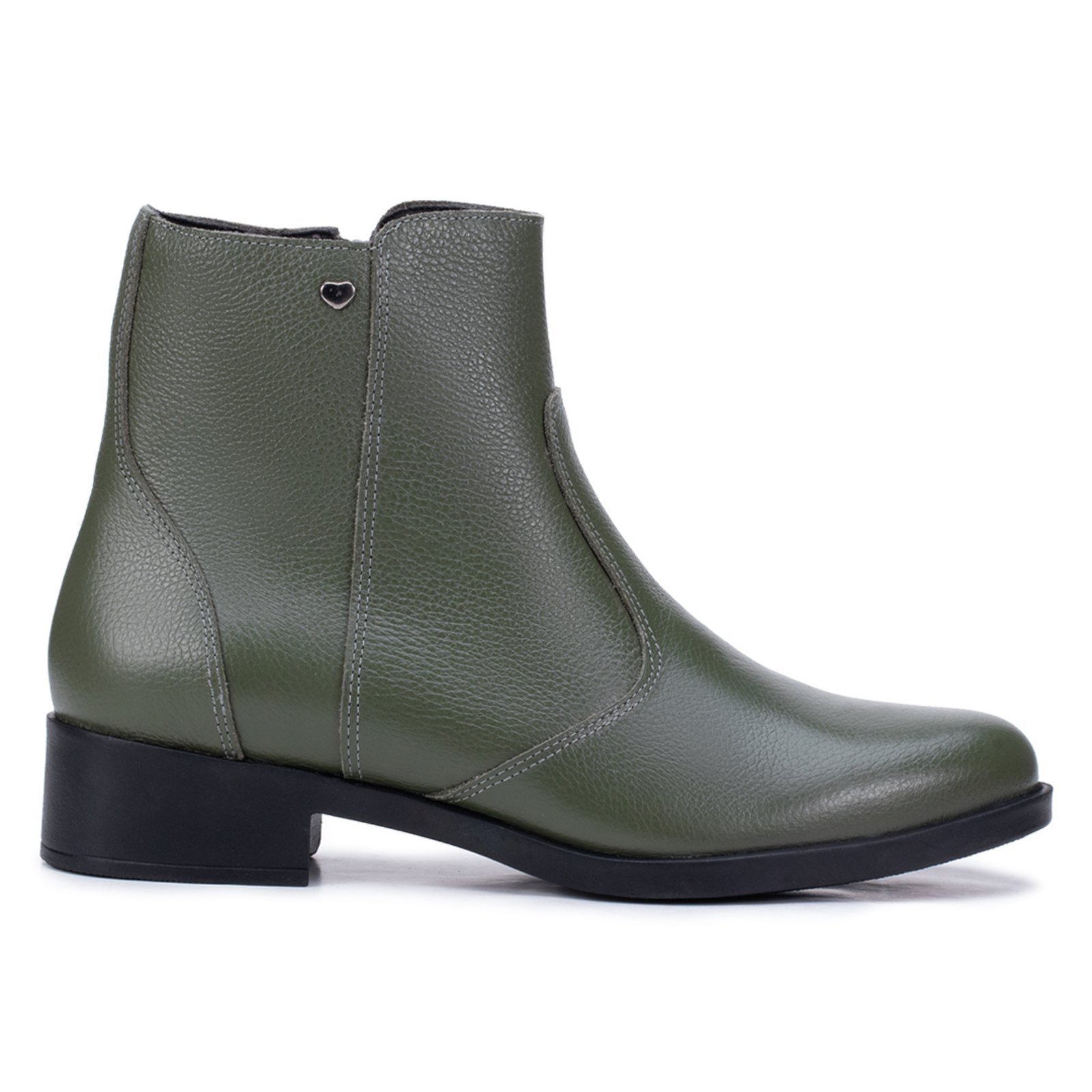 Bota Feminina Bella Nina Couro Coturno Cano Curto Salto Baixo Conforto Verde
