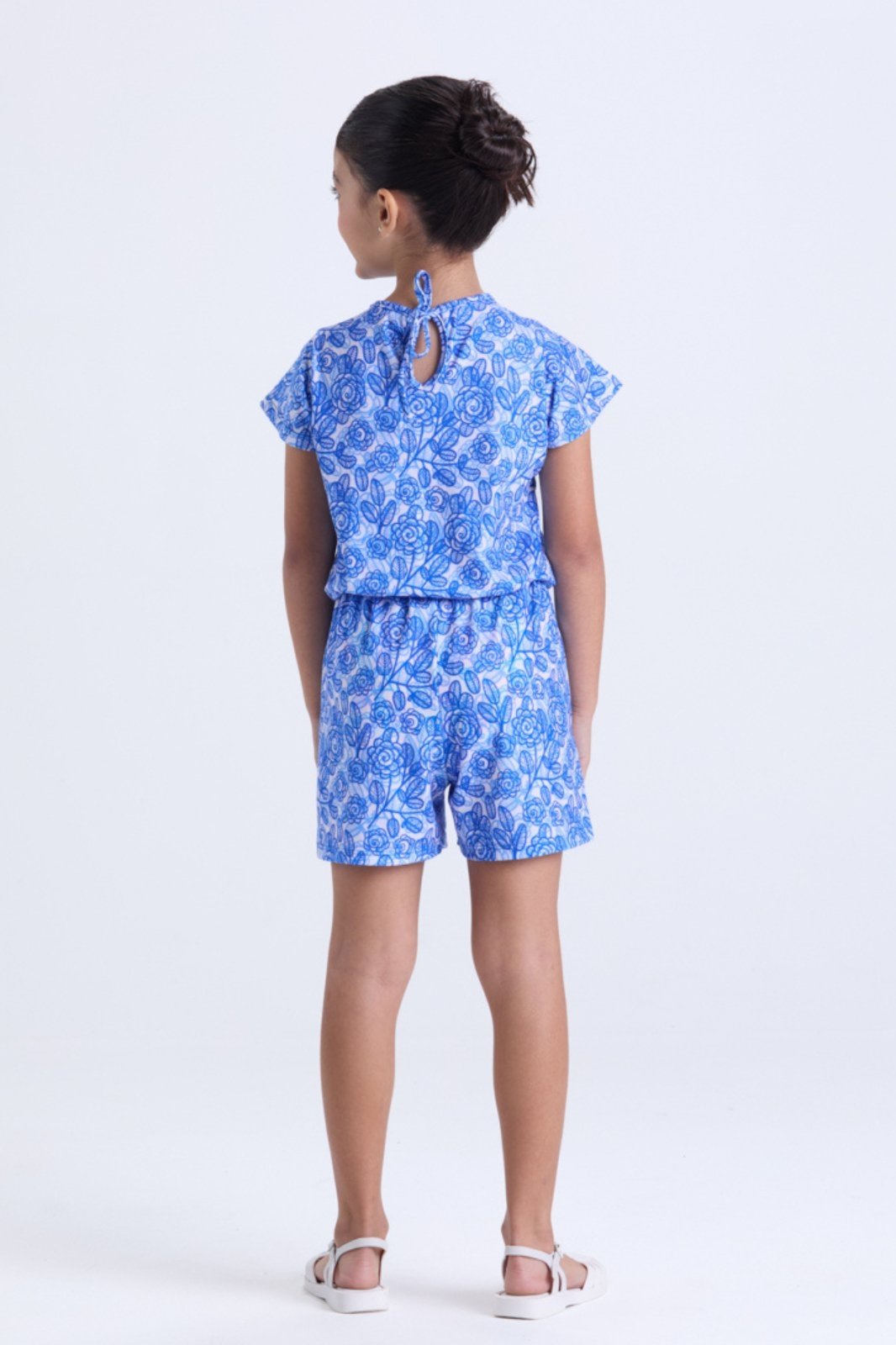 Vista 3 Infantil - Macaquinho Feminino Verão Floral com Babado VIDA COSTEIRA rosa VIDA COSTEIRA rosa
