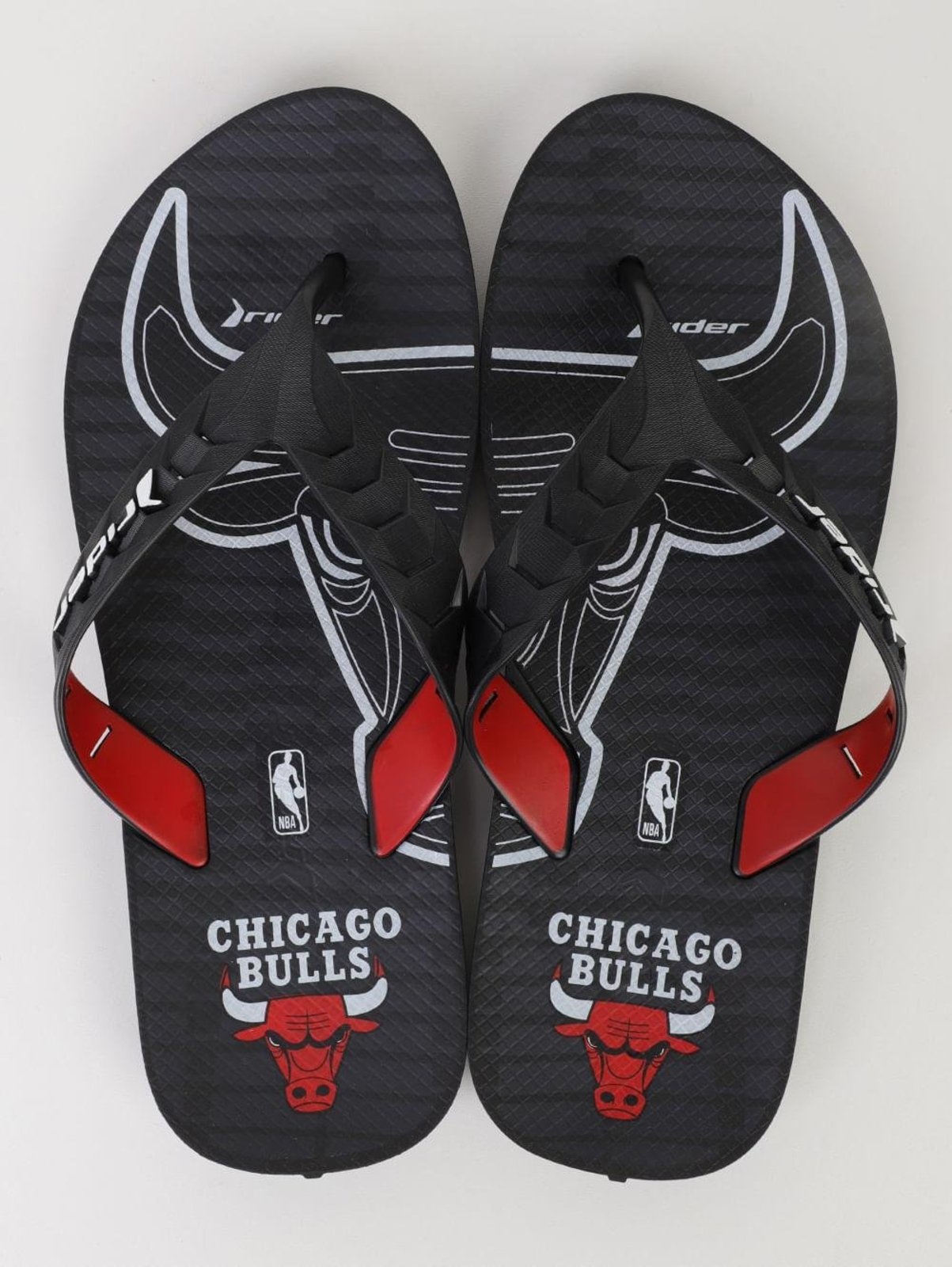 Chinelo Street Duo NBA Rider Masculino PRETO/VERMELHO