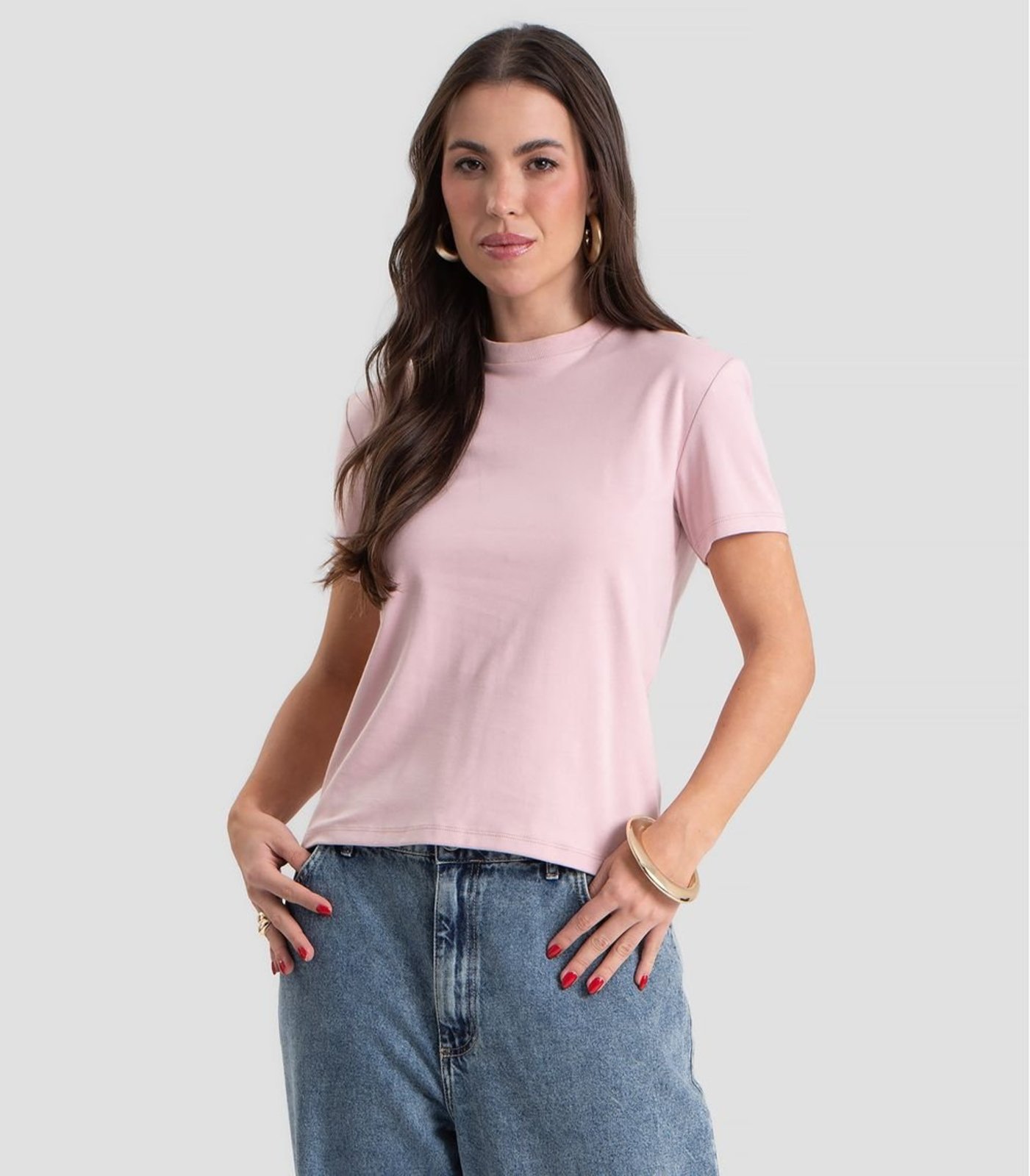 Blusa Feminina Suedine Gola Reforçada Dianna Rosa