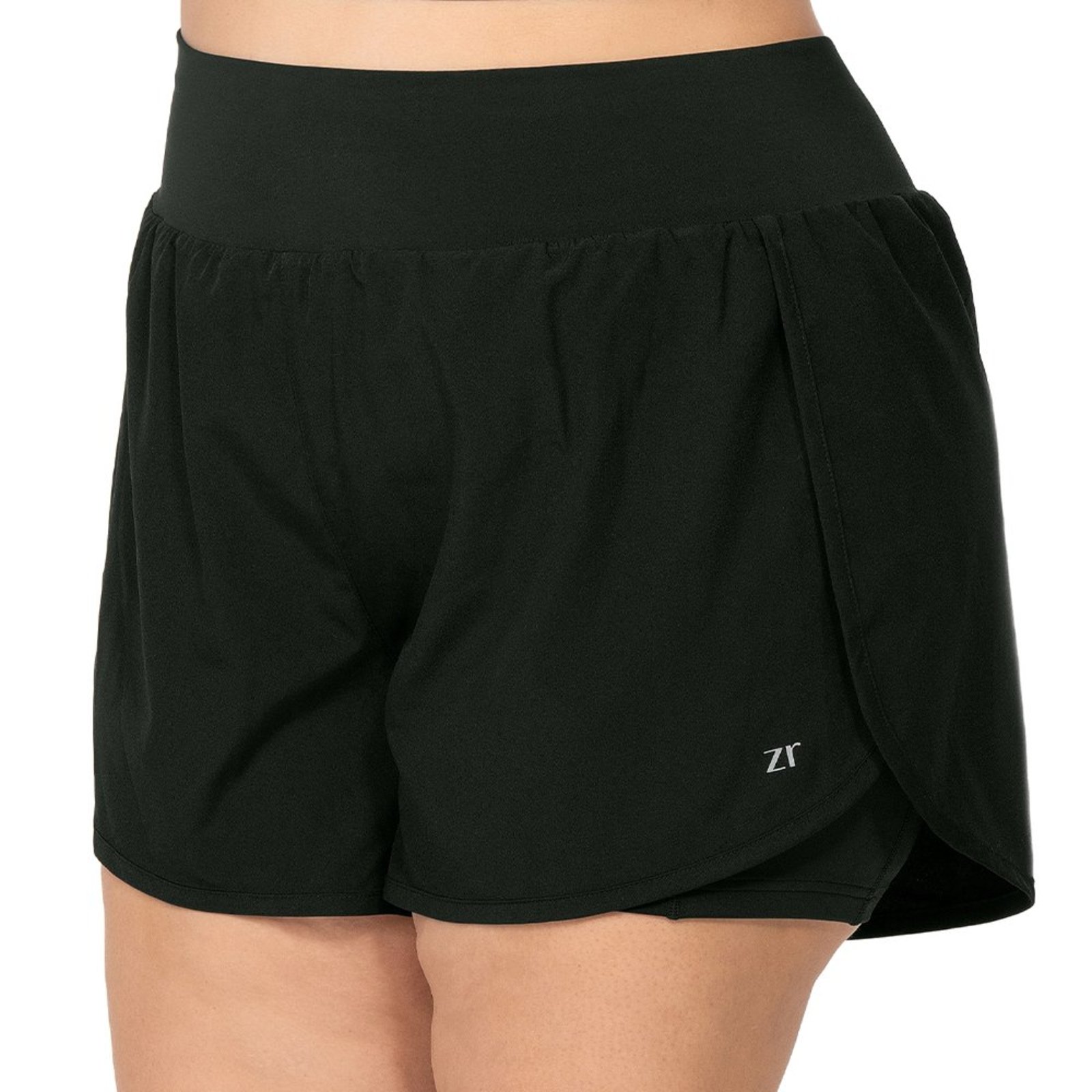 Short Fitness Plus Size Bermuda Interna com Bolso e Cós Reforçado Preto