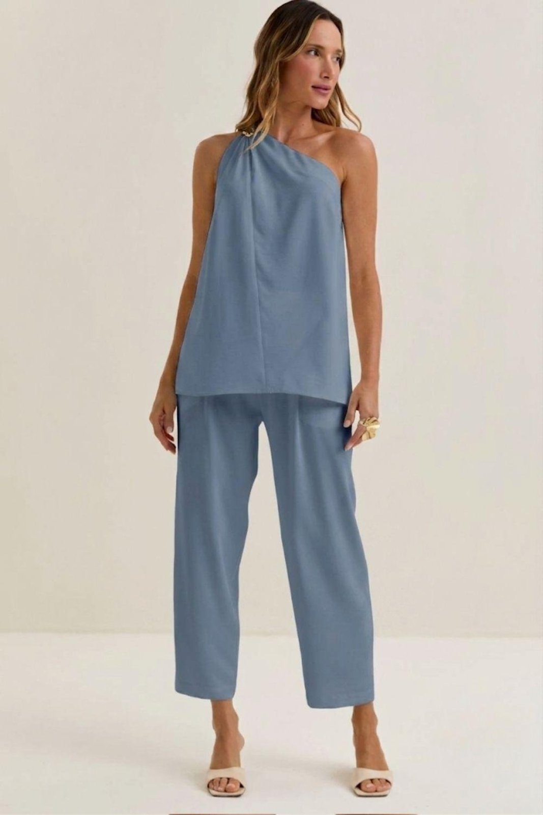 Coordenado Regata E Calça Carlota Costa Azul