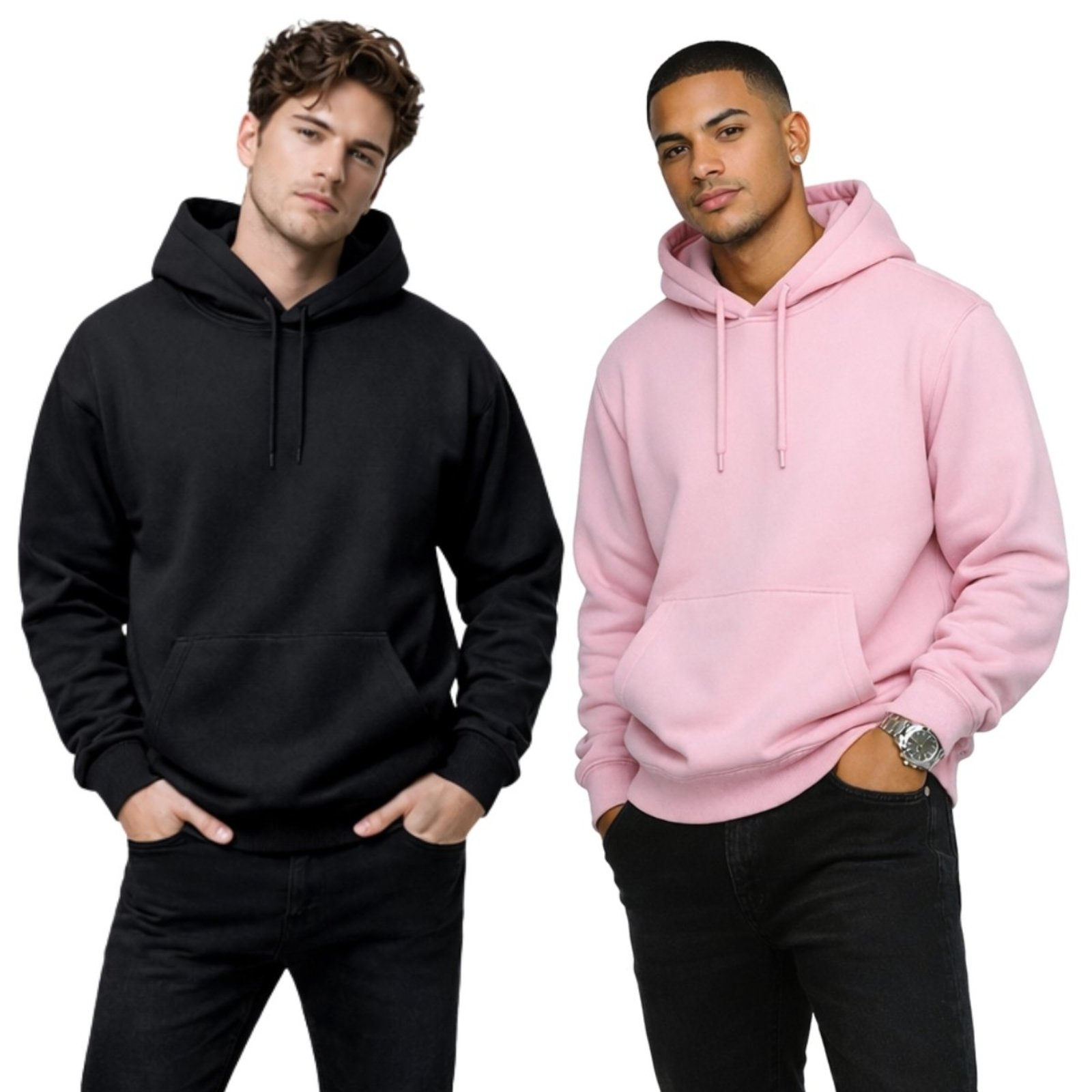 Kit 2 Moletom Modelo Canguru Com Capuz Masculino Liso