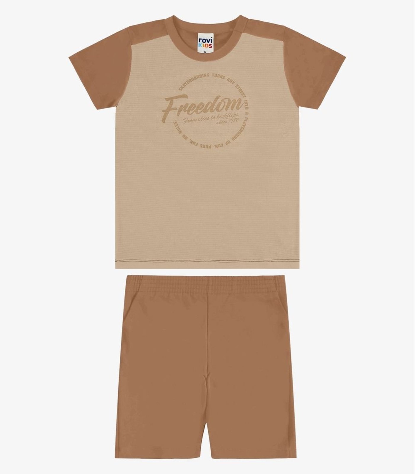 Infantil - Conjunto Camiseta Com Bermuda Rovi Marrom