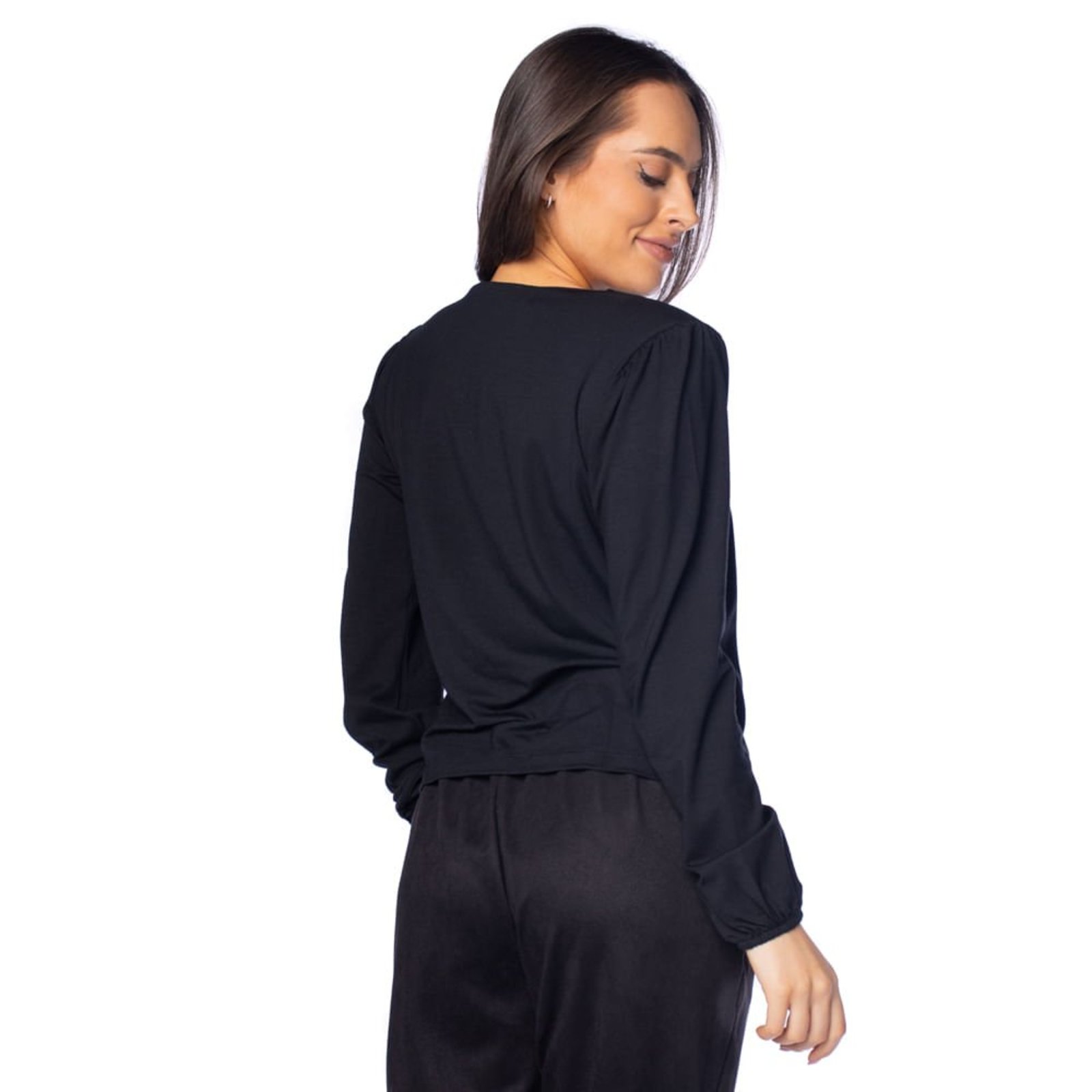 Vista 3 Blusa Feminina Olho Fatal com Elástico nos Punhos preto Olho Fatal preto