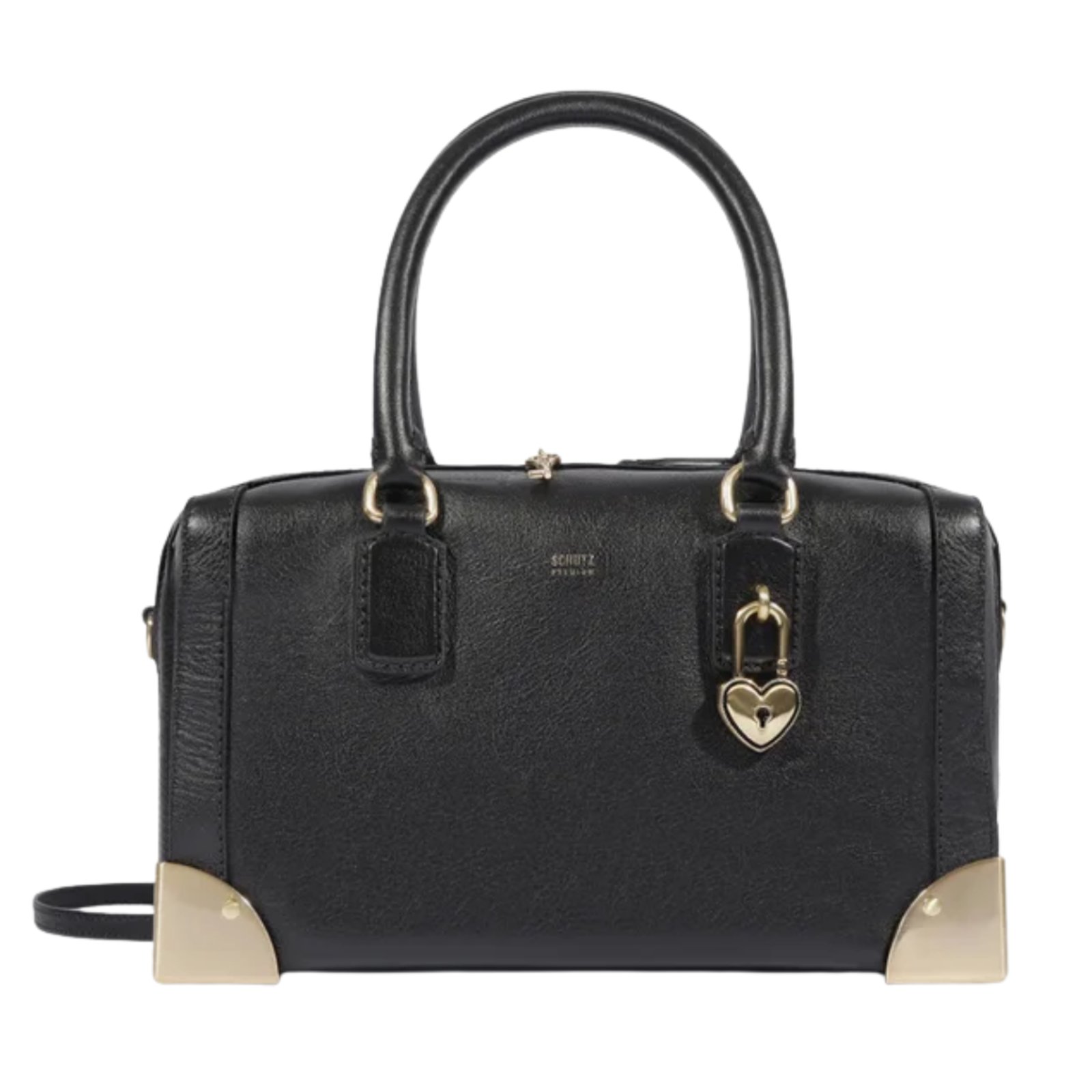 Bolsa Feminina Schutz Bowling Heart Grande Couro Preta