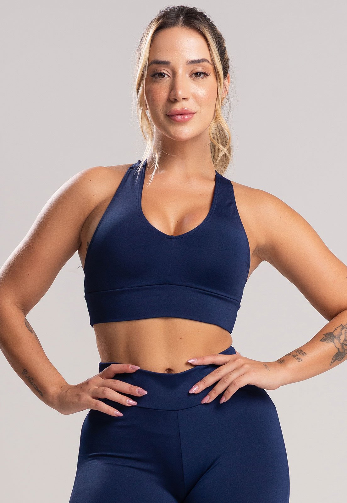 Top MVB Modas Nadador Suplex Liso Azul Marinho