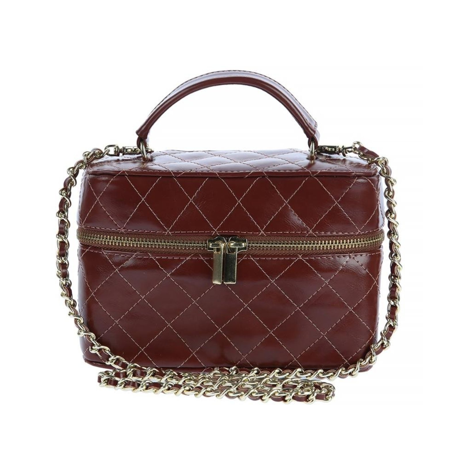 Thay - Bolsa Feminina Matelassê Caramelo com Alça de Corrente Caramelo