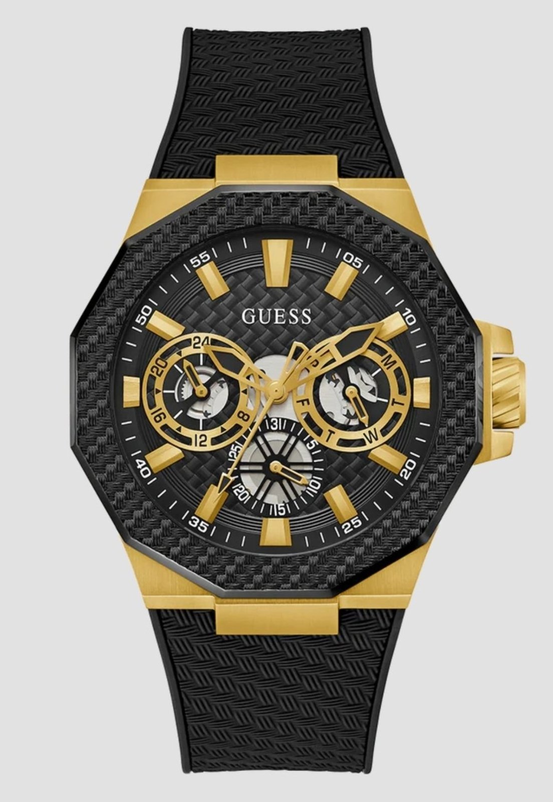 Relógio Sport Guess Silicone Preto Dourado