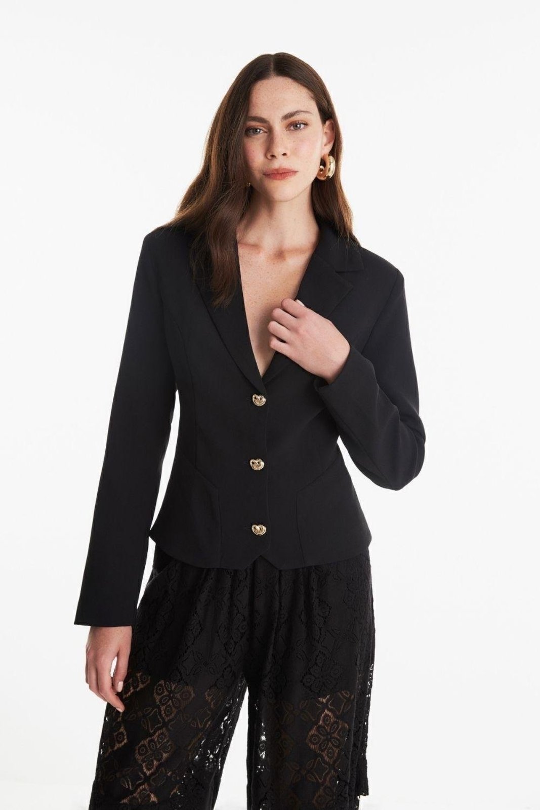 Blazer Estrututado Com Recortes Carlota Costa Preto