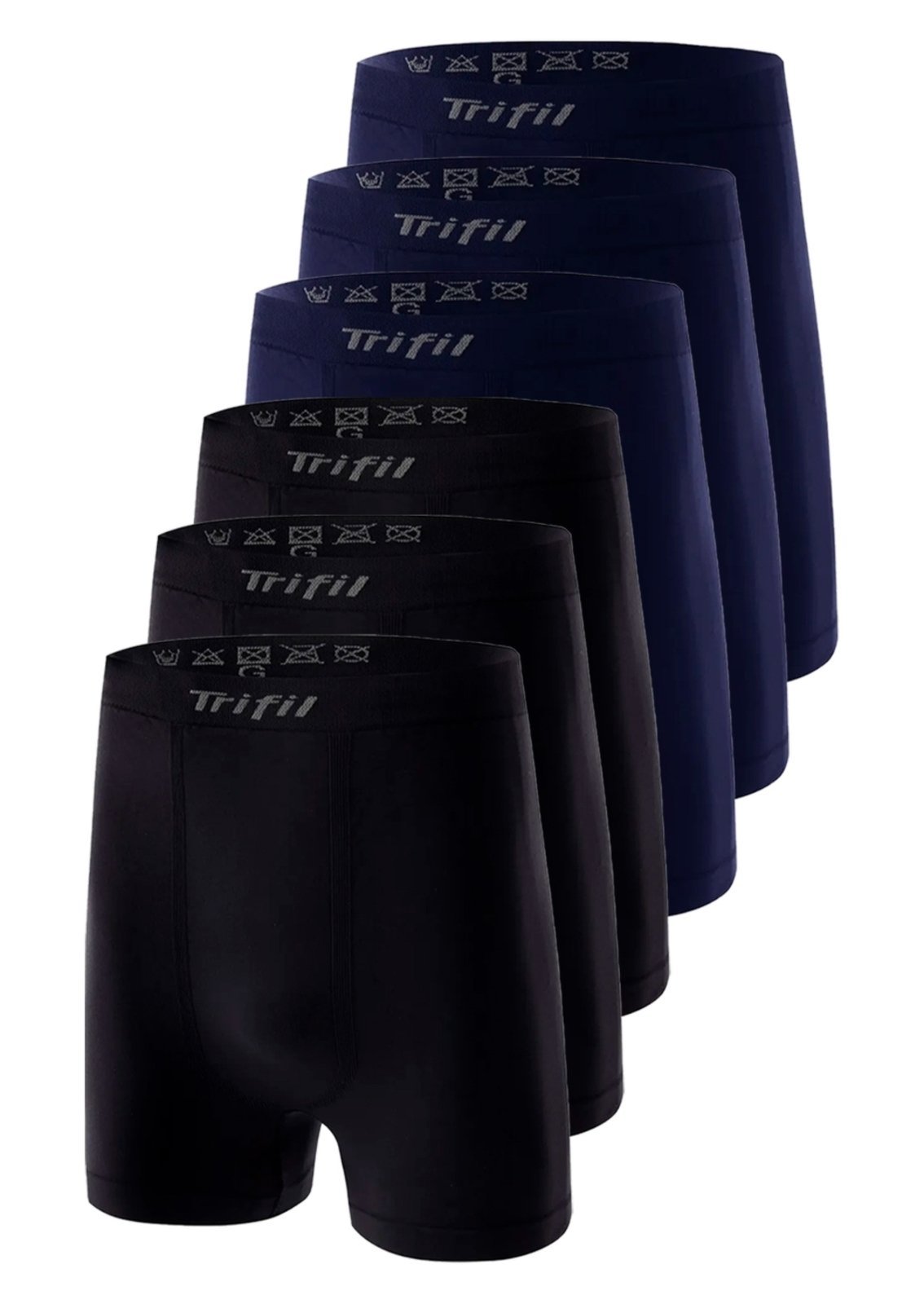 Kit com 6 Cuecas Boxer Trifil 4411 Plus Size Preto