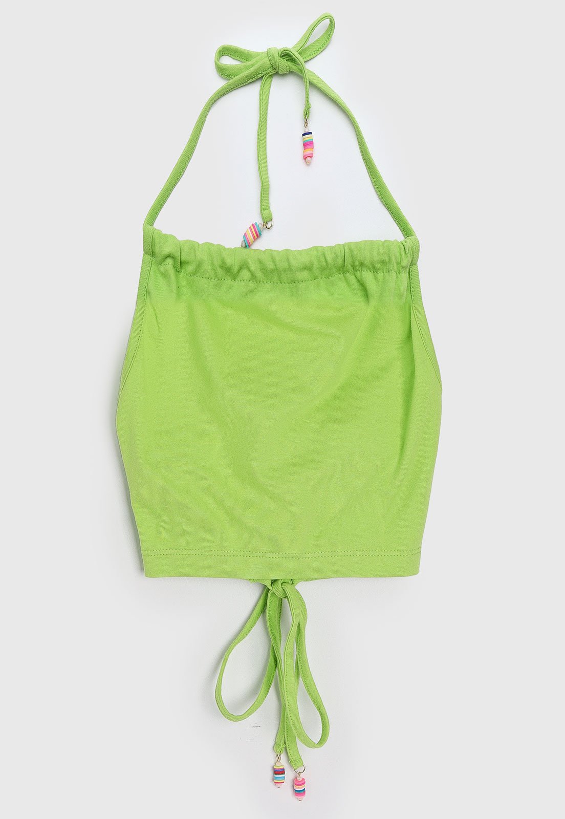 Vista 2 Infantil - Regata Cropped Colcci Fun Frente Única Amarração verde Colcci Fun verde