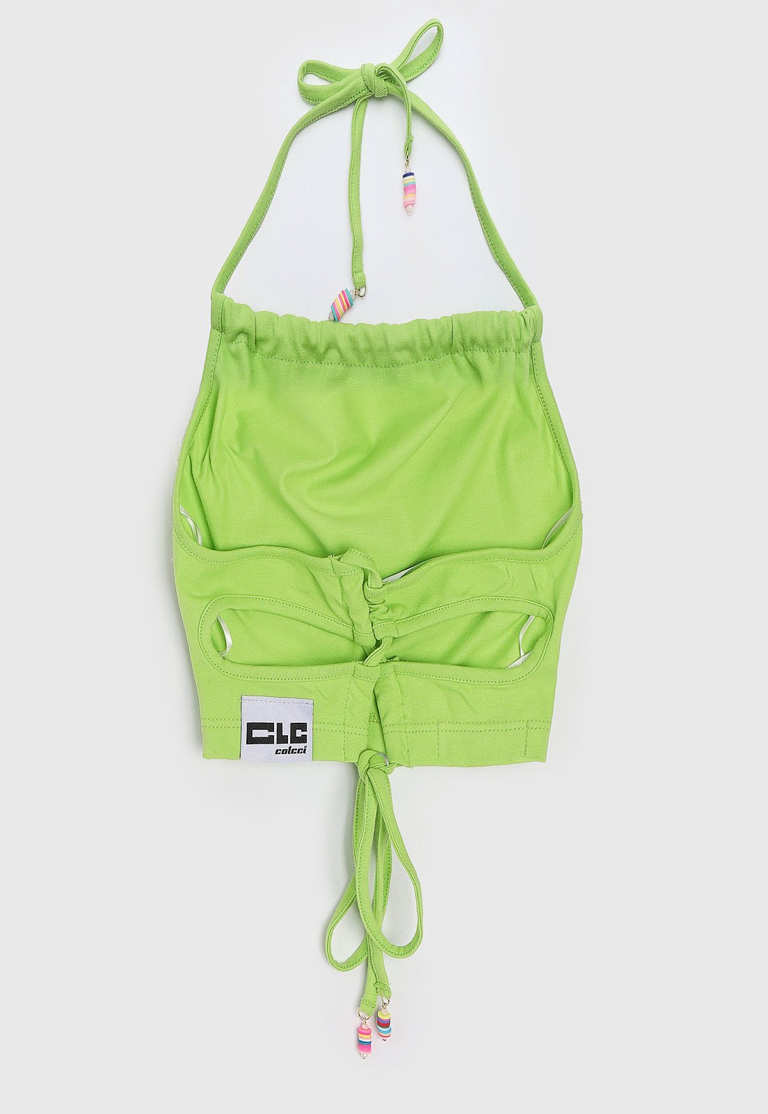 Vista 3 Infantil - Regata Cropped Colcci Fun Frente Única Amarração verde Colcci Fun verde