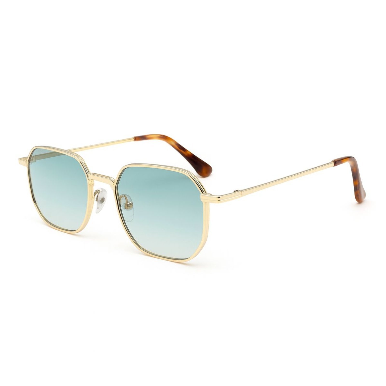 Óculos de Sol Dourado Feminino Lente Azul Claro UV400 Verde