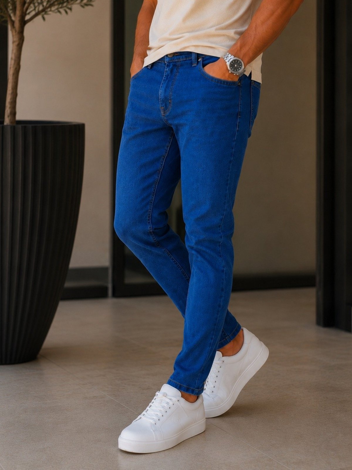 Calça Skinny Jeans Masculina Azul Escuro Slim Niha Jeans