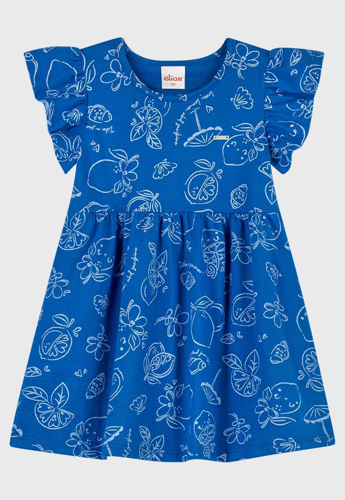 Infantil - Vestido Elian Manga Babado Azul