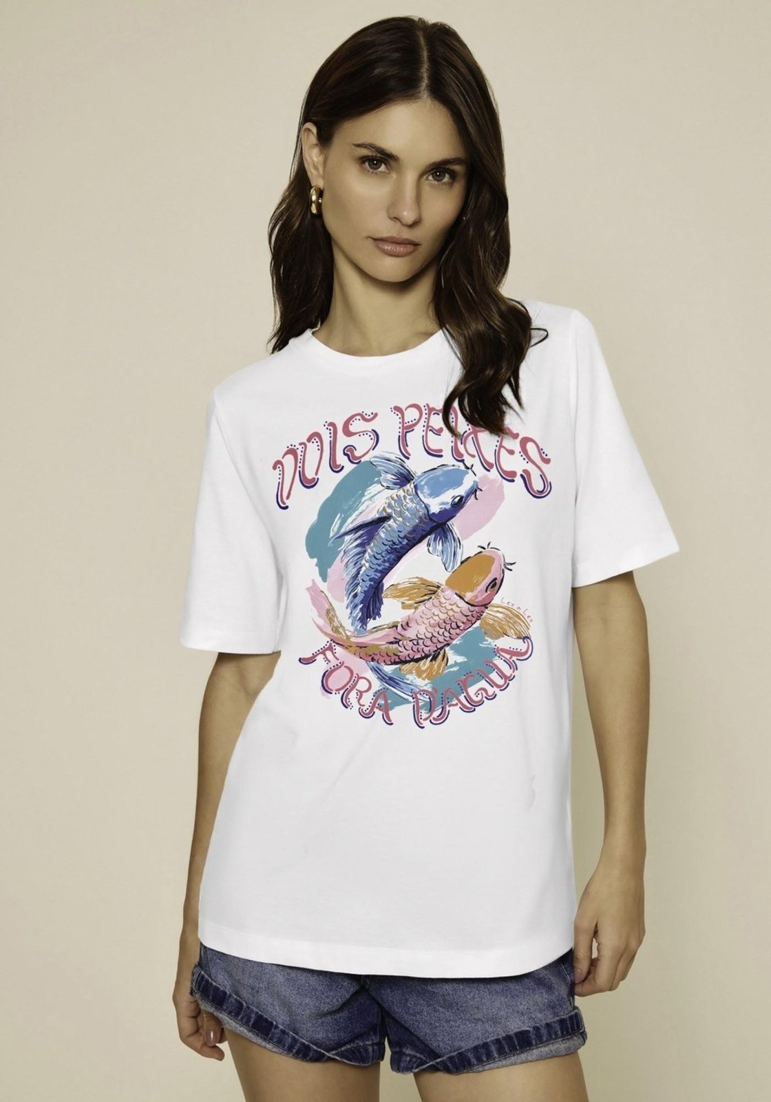 T-shirt De Mangas Curtas Em Malha Penteada