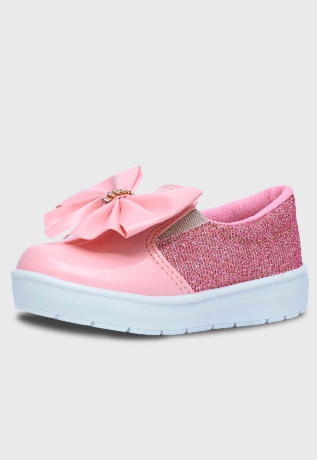 Infantil - Tênis Slip On Feminino Pópidi Laço Rosa