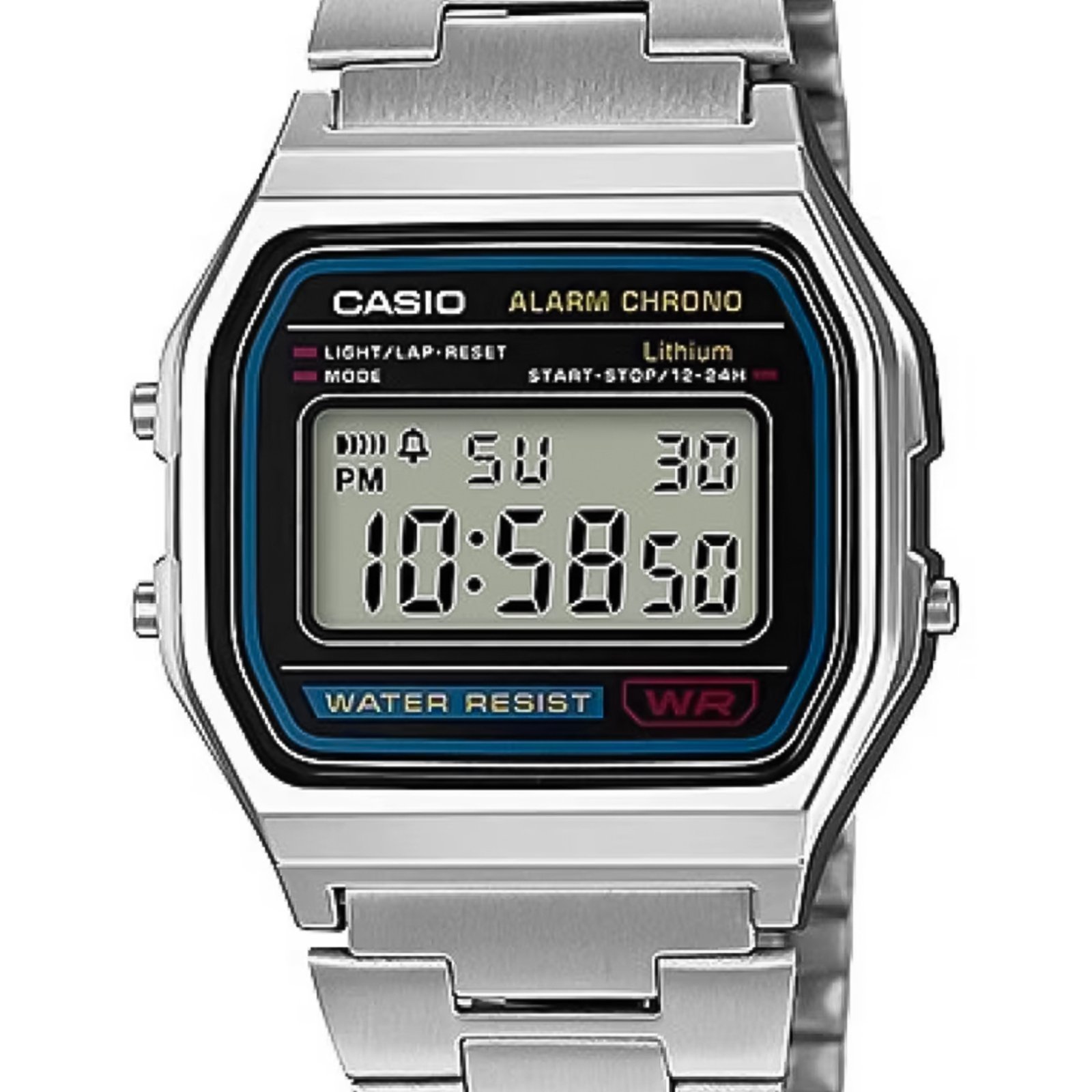 Vista 3 Relógio Casio Standard Digital-A158WA-1DF-SC cinza Casio cinza
