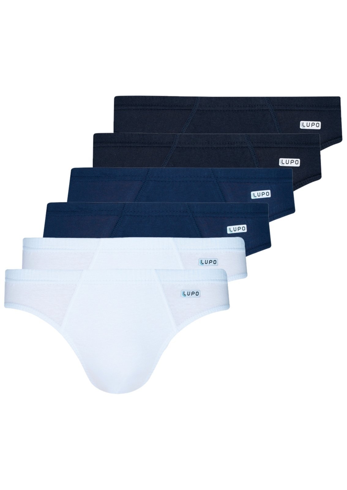 Kit com 6 Cuecas Slip Lupo 515-089 GG Preto