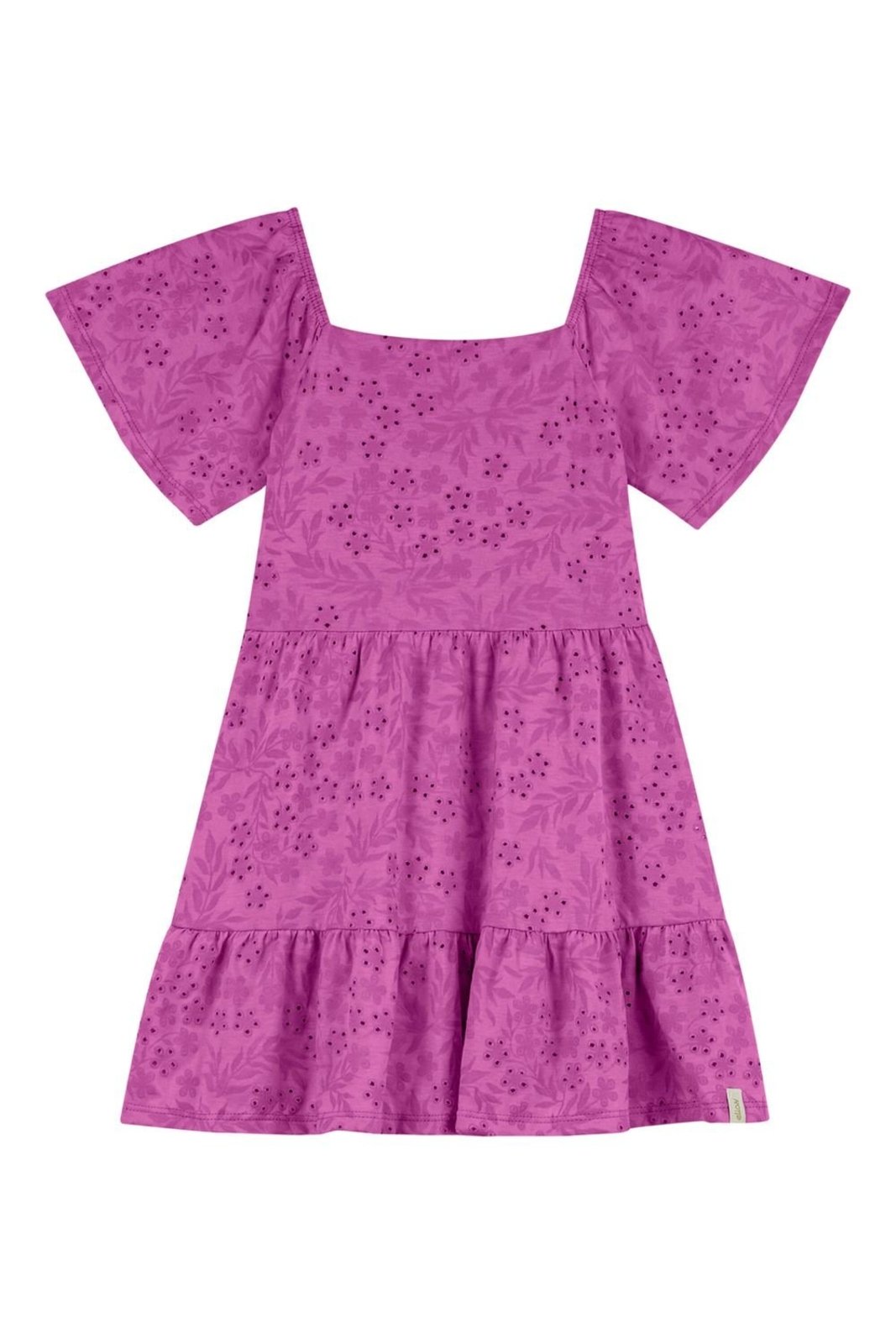 Infantil - Vestido Menina Amplo Devorê Elian Rosa