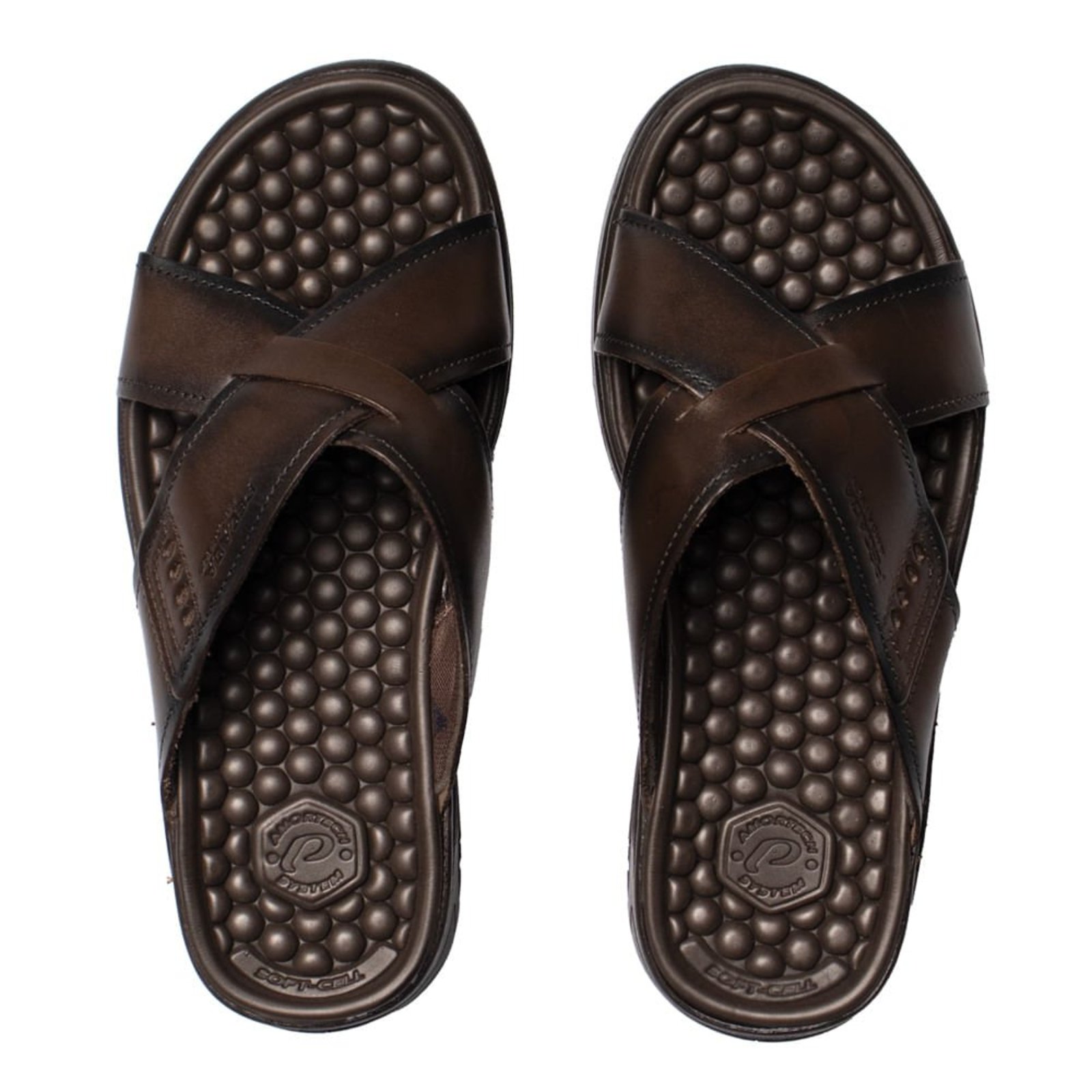 Infantil - Chinelo Masculino Pegada Couro Anilina Duas Tiras Marrom