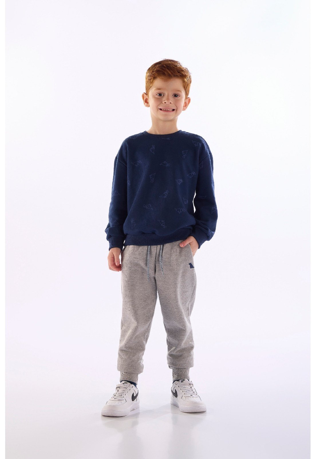 Infantil - Conjunto Blusão e Calça Moletom Quimby Marrom Bege