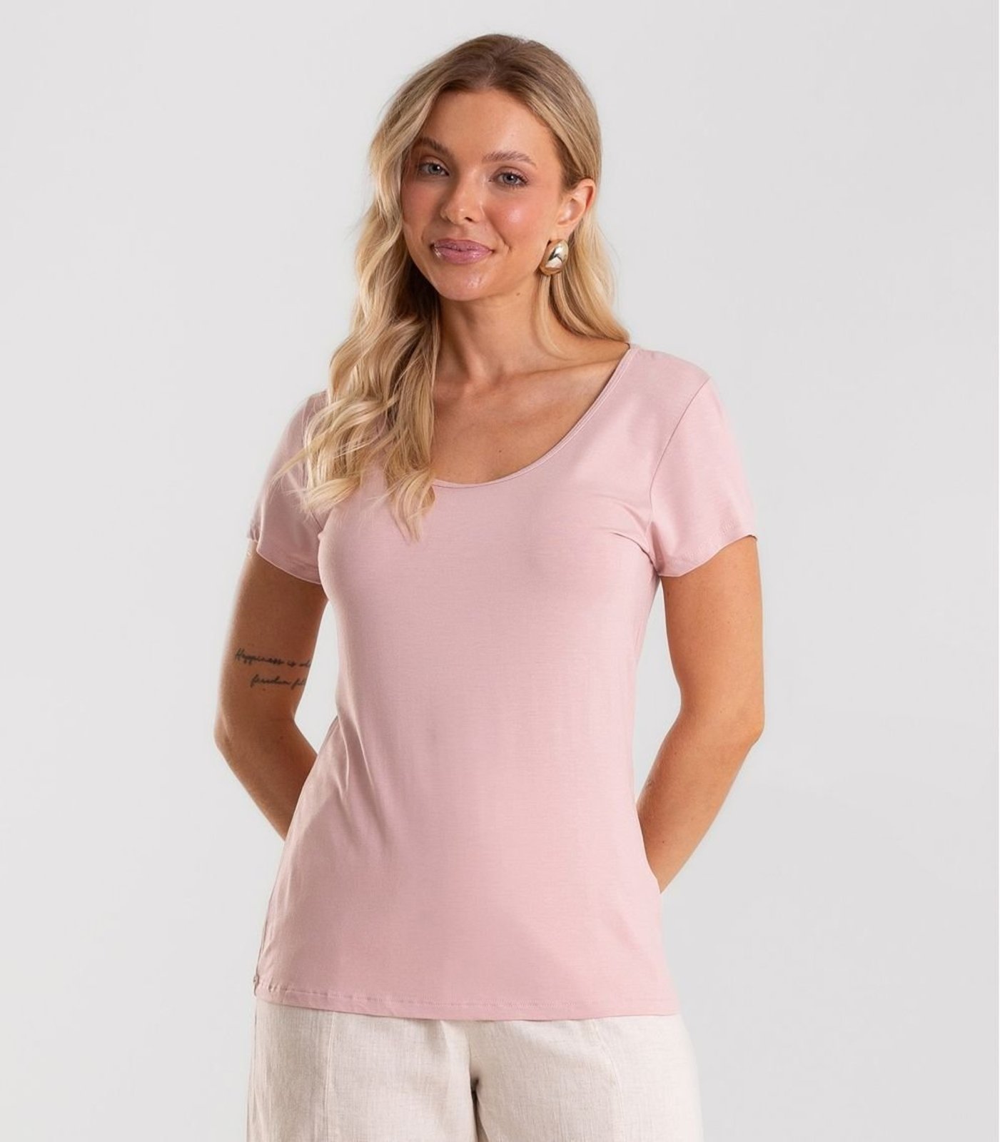 Blusa Feminina Viscotorcion Básica Rovitex Rosa