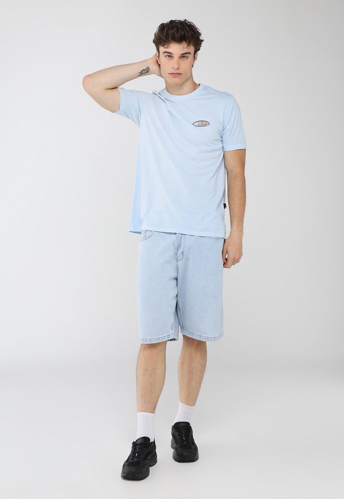 Camiseta Masculina Quiksilver Border Line Azul Claro