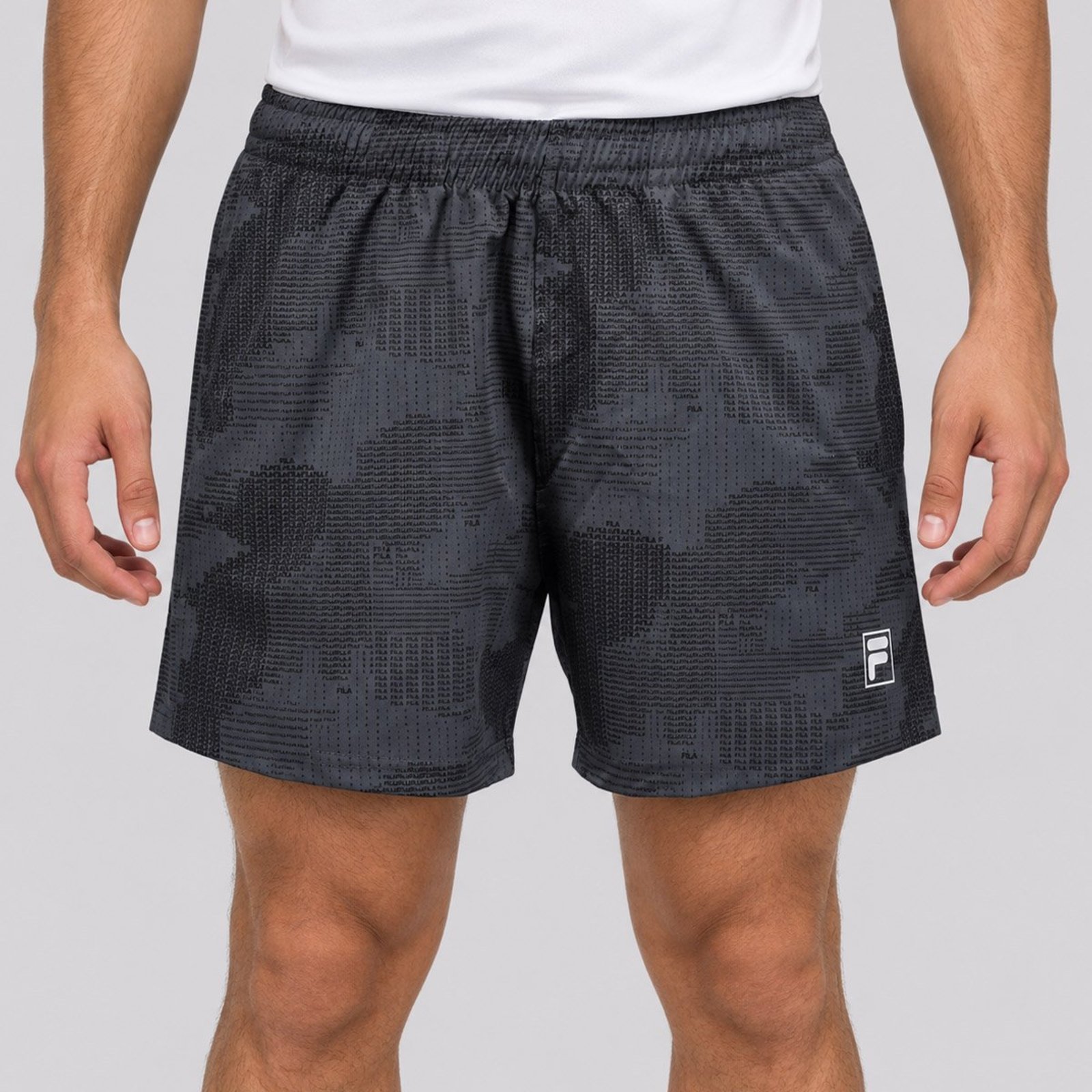 Shorts Fila Print 4 Cinza