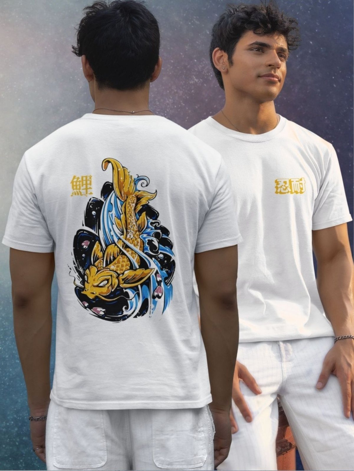 Camiseta Básica Masculina GuGi Carpa Japonesa Branco