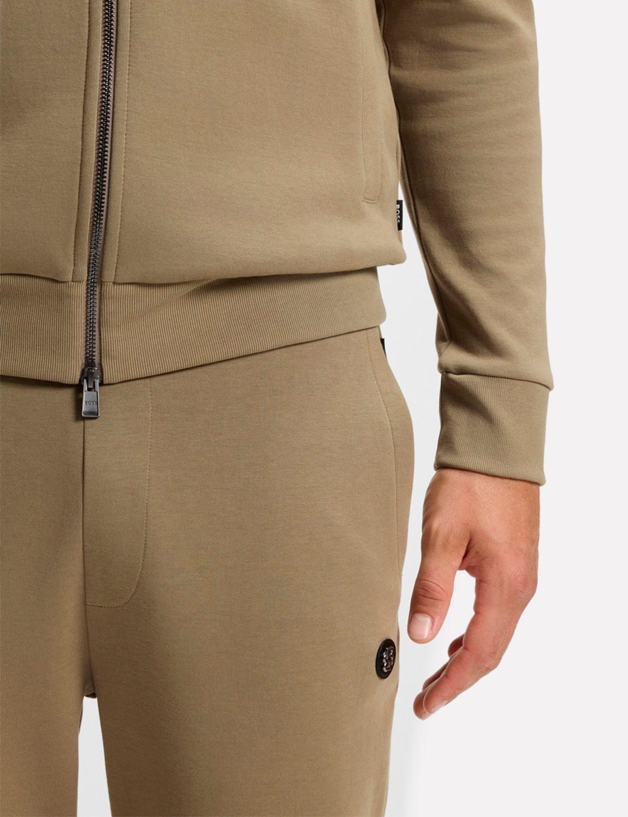 Vista 3 Calça Hugo Boss Masculina Moletom Regular C-Locsin 01 Escuro cáqui Hugo Boss cáqui
