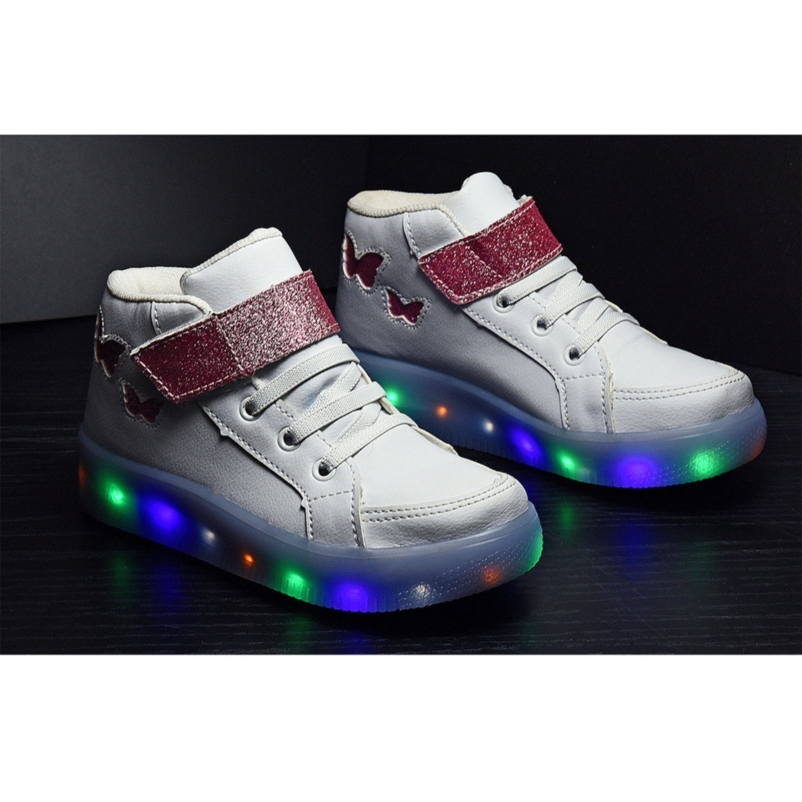 Vista 3 Infantil - Tenis Feminino de Led Botinha Borboleta Glitter Calce Facil + Relogio CALCADOS LGHT LIGHT branco CALCADOS LGHT LIGHT branco